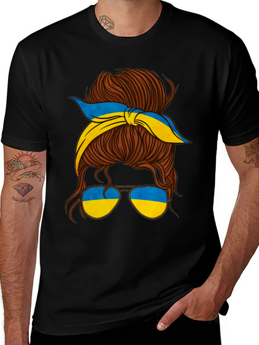 Ukraine Messy Bun T-Shirt - Support Ukraine!