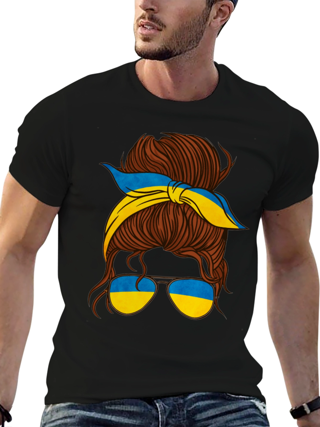 Ukraine Messy Bun T-Shirt - Support Ukraine!