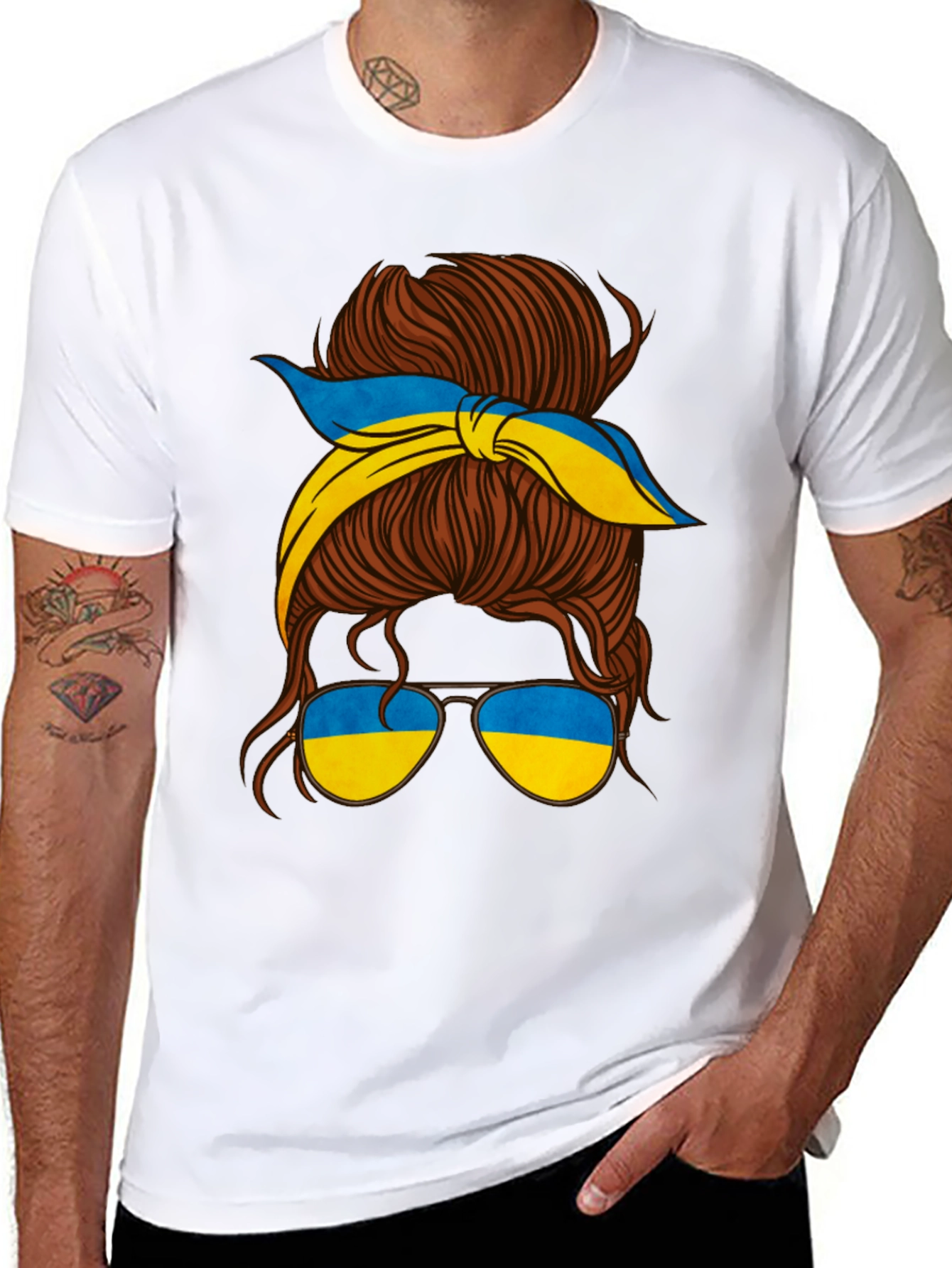 Ukraine Messy Bun T-Shirt - Support Ukraine!