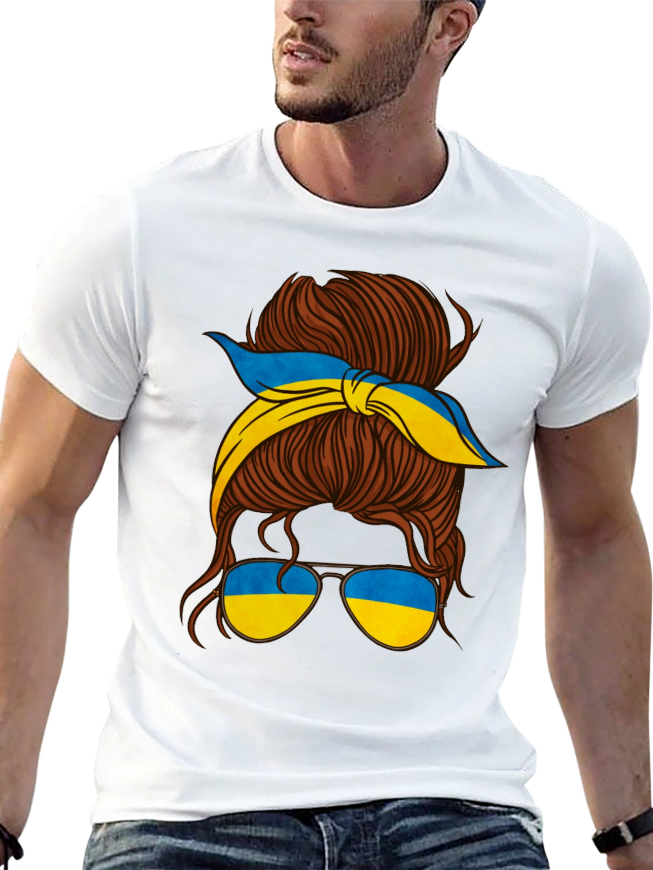 Ukraine Messy Bun T-Shirt - Support Ukraine!