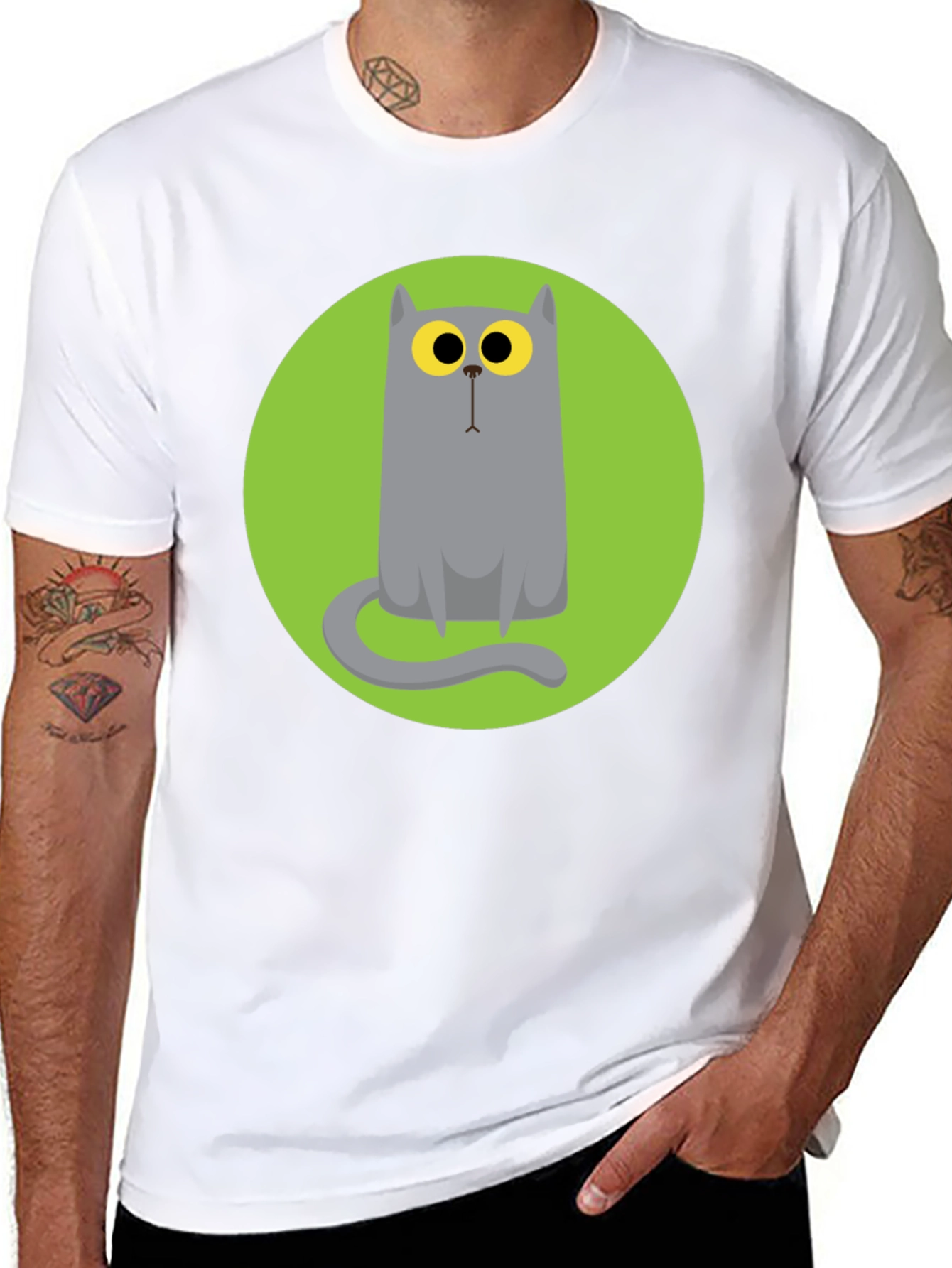 Cartoon Cat Graphic Tee - Unique Style