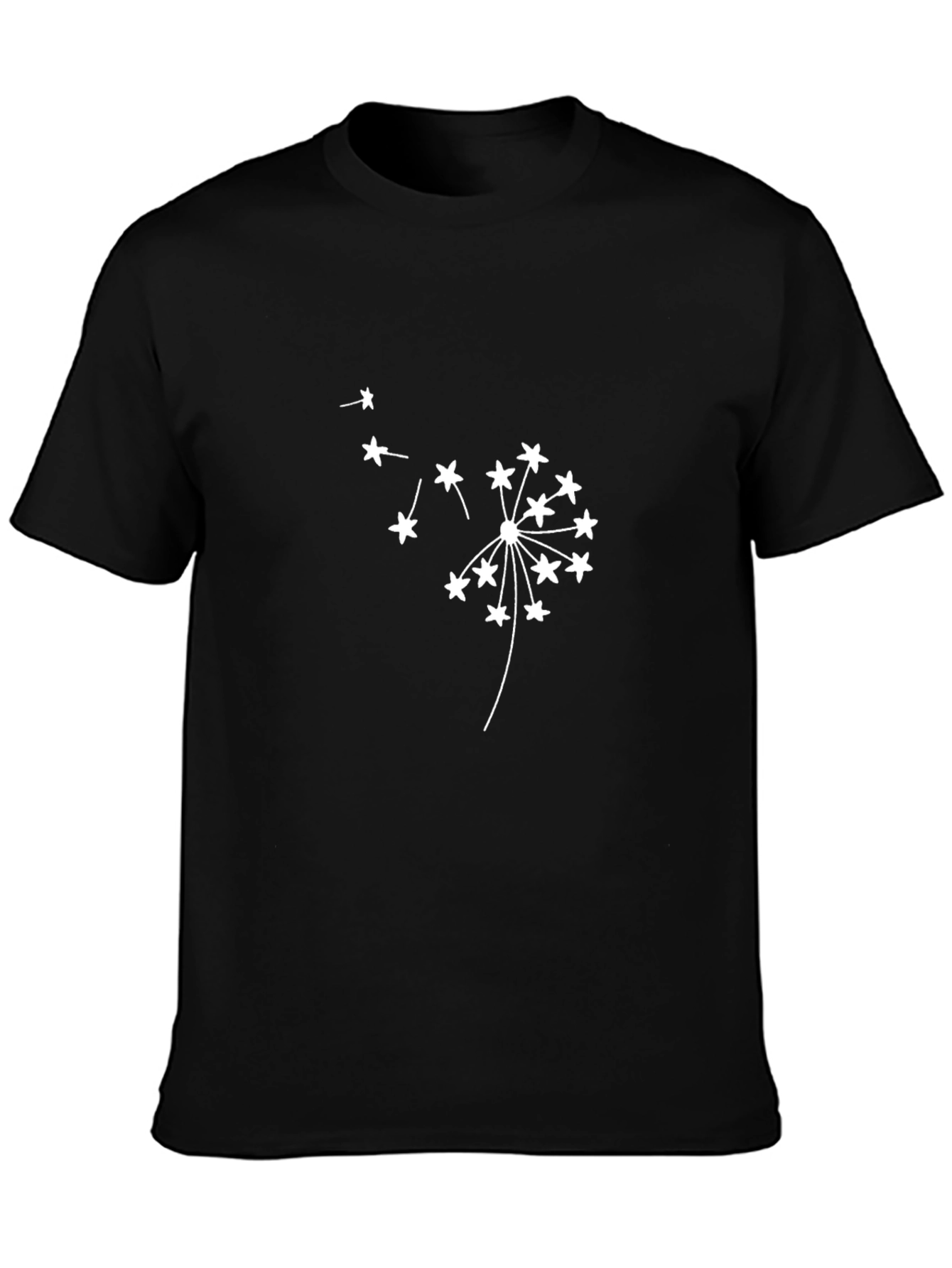 Stylish Black Tee with Dandelion Design