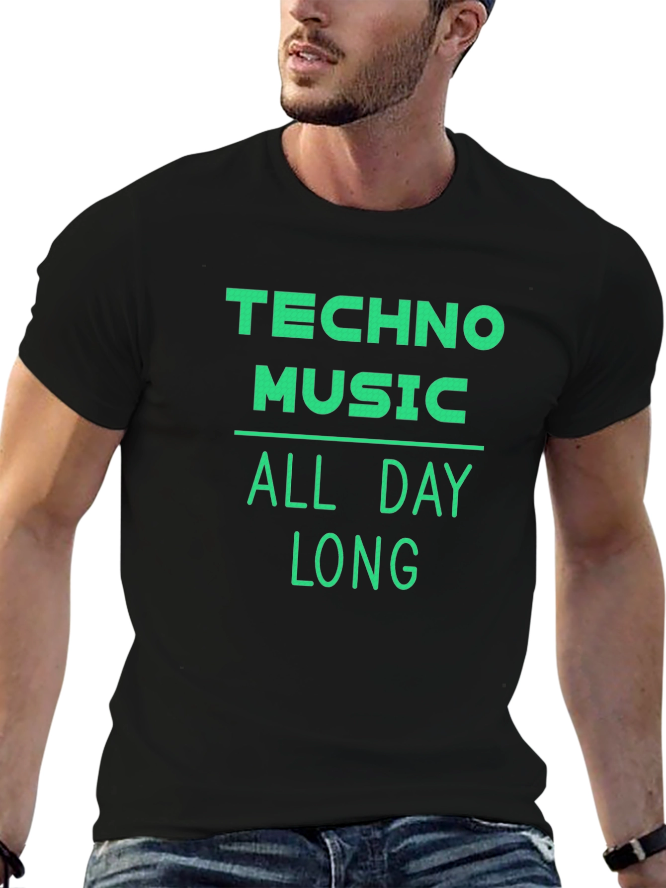 Techno Music All Day Long T-Shirt - Black