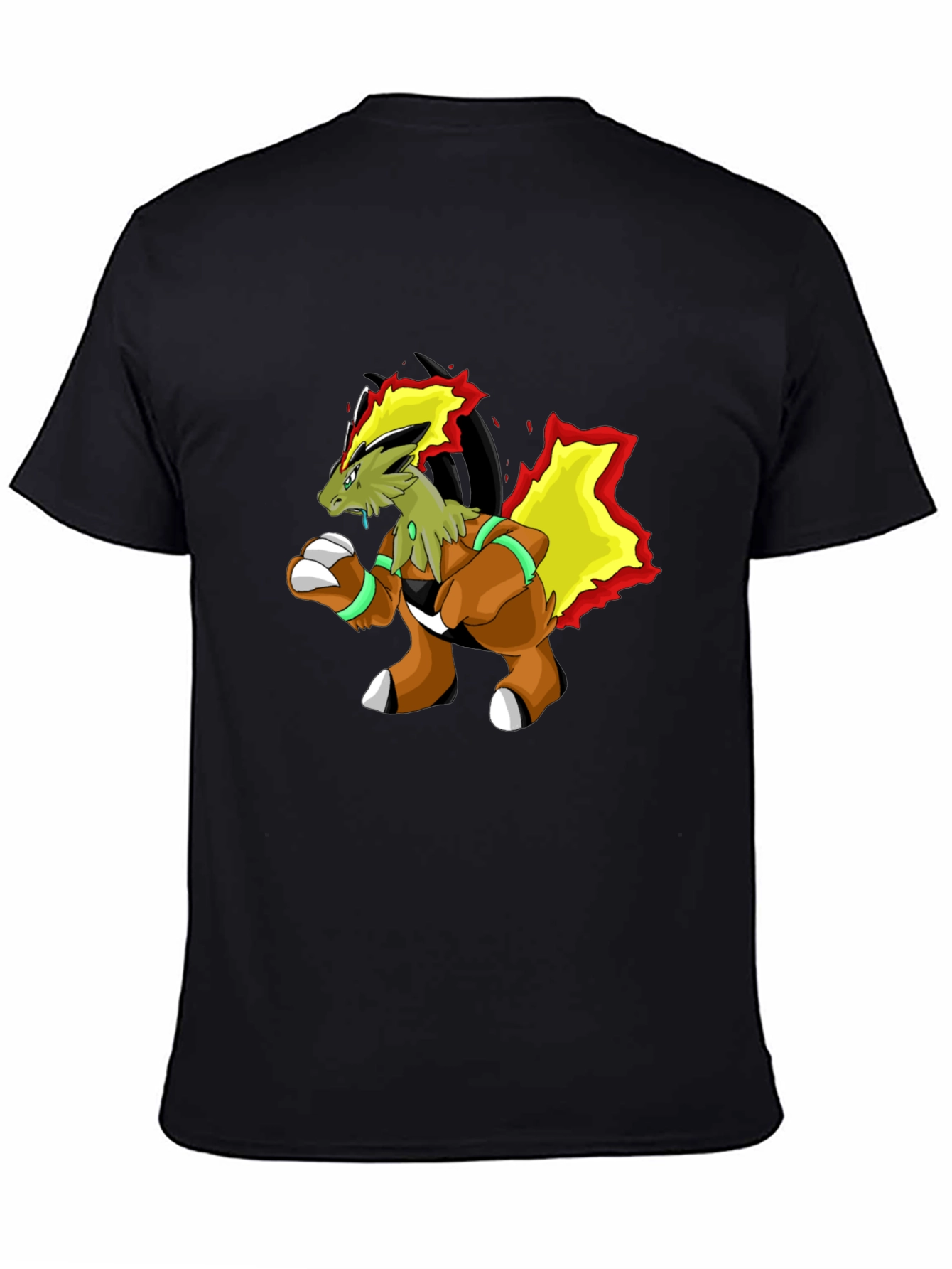 Unique Cartoon Dragon Graphic Black T-Shirt