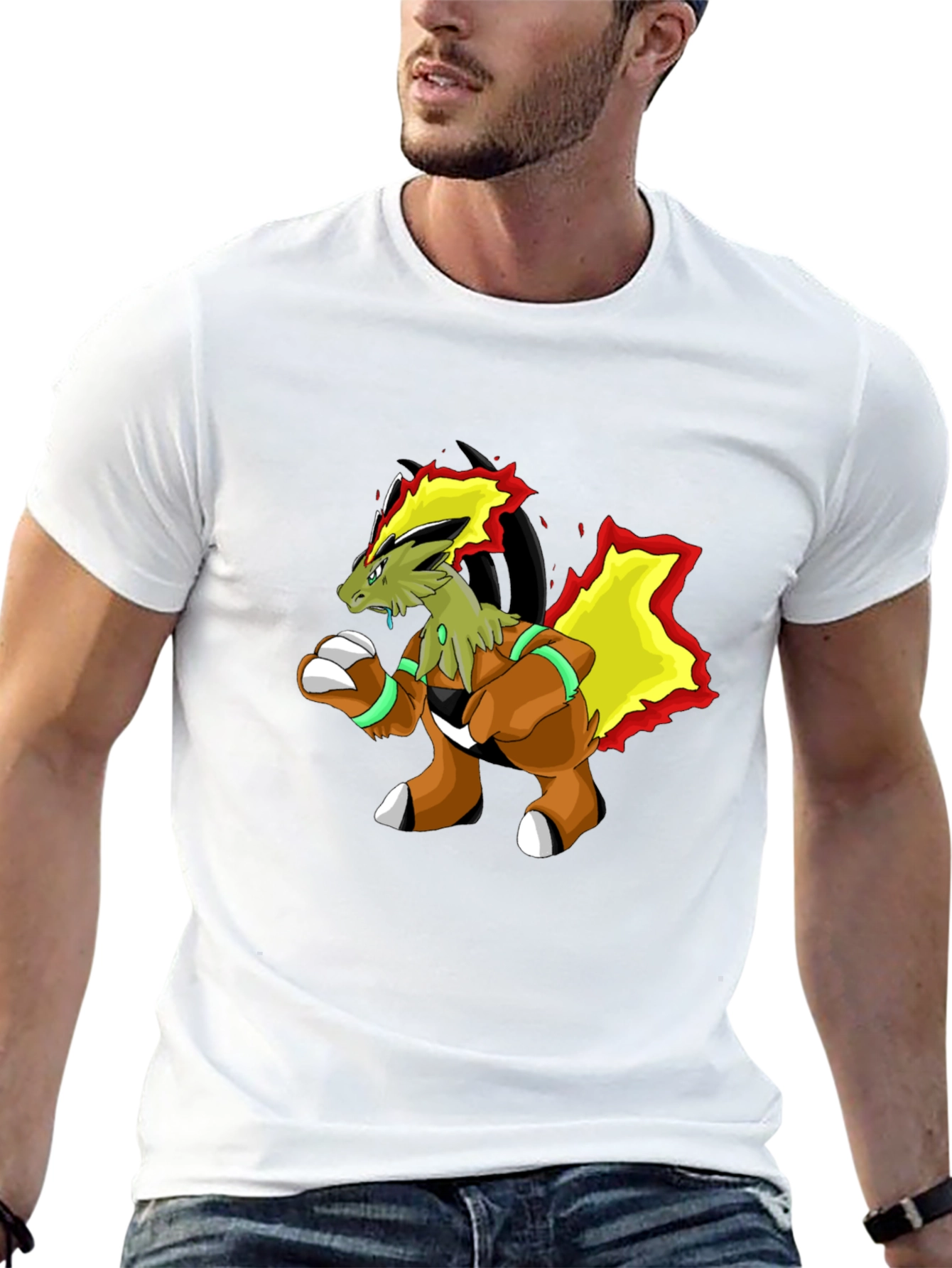 Unique Cartoon Dragon Graphic Black T-Shirt