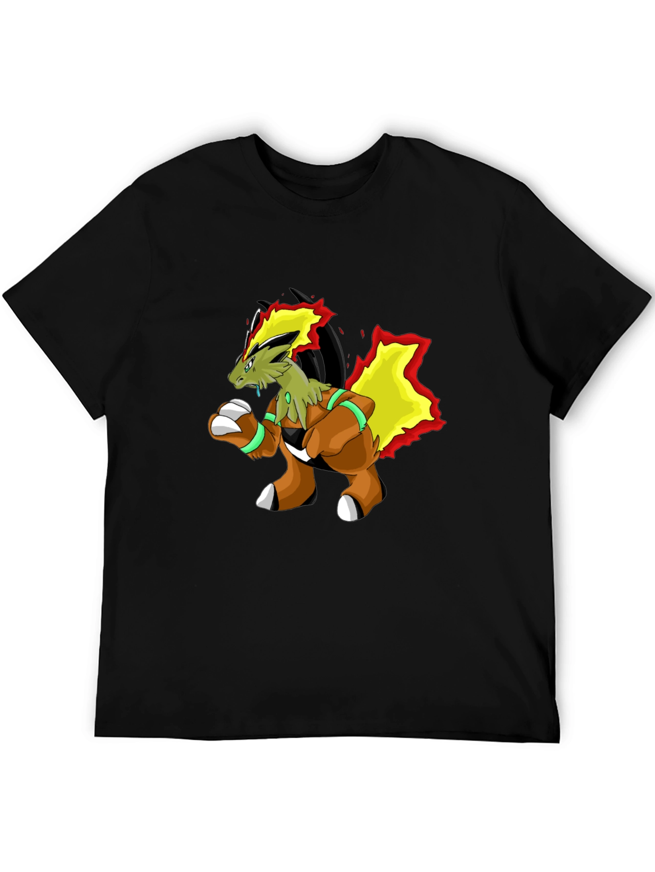 Unique Cartoon Dragon Graphic Black T-Shirt