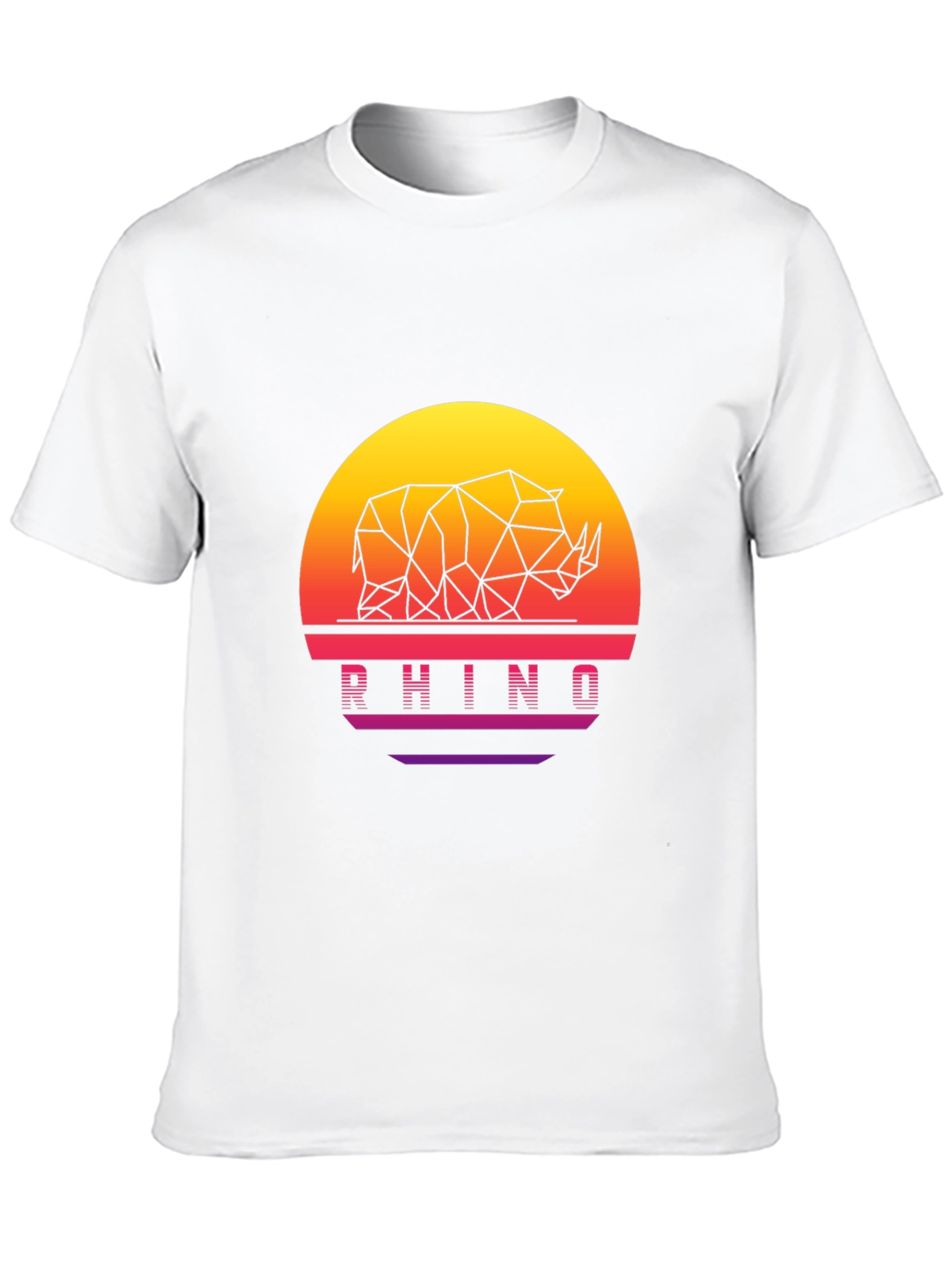 Geometric Rhino Sunset Black T-Shirt