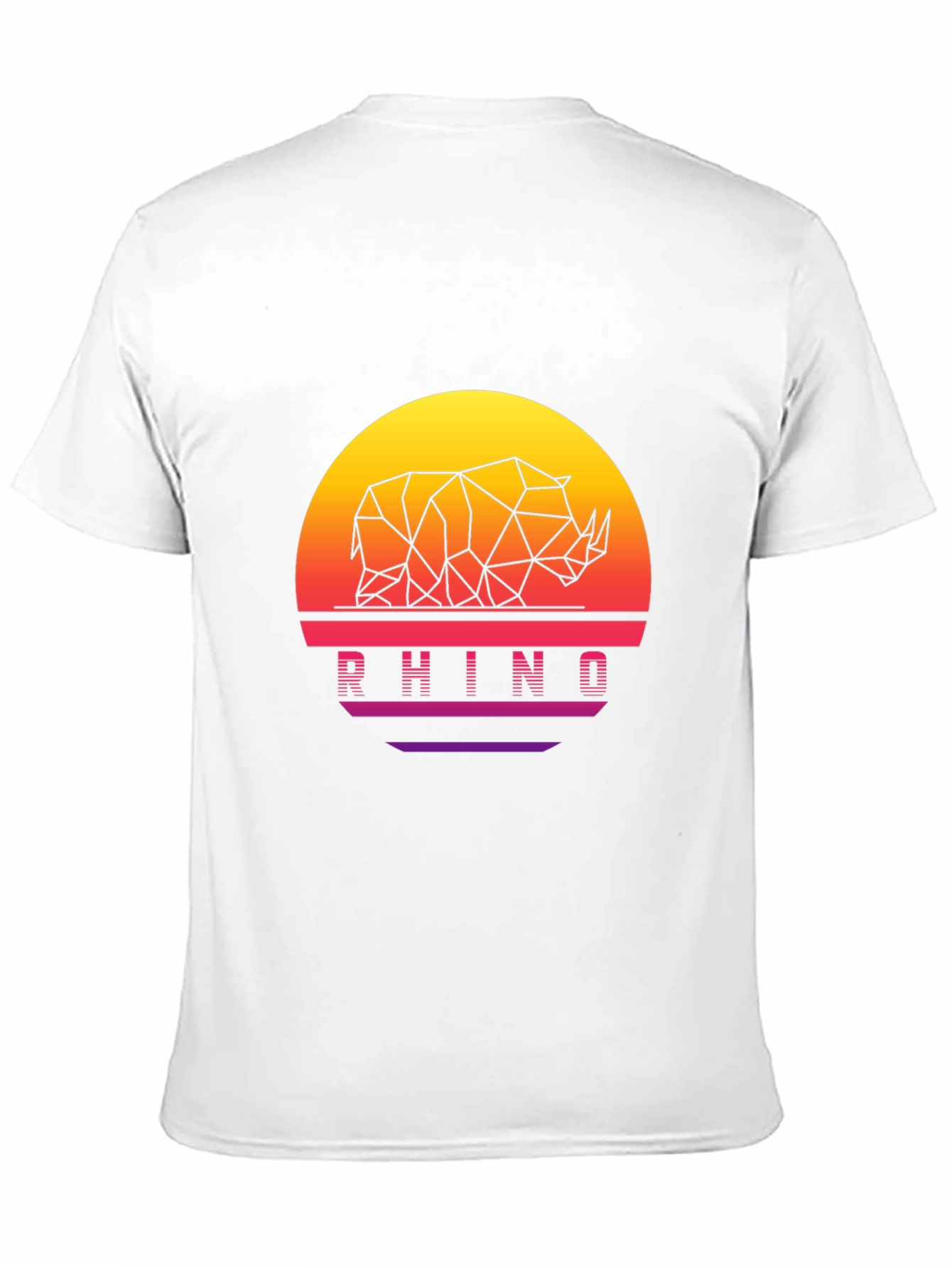 Geometric Rhino Sunset Black T-Shirt