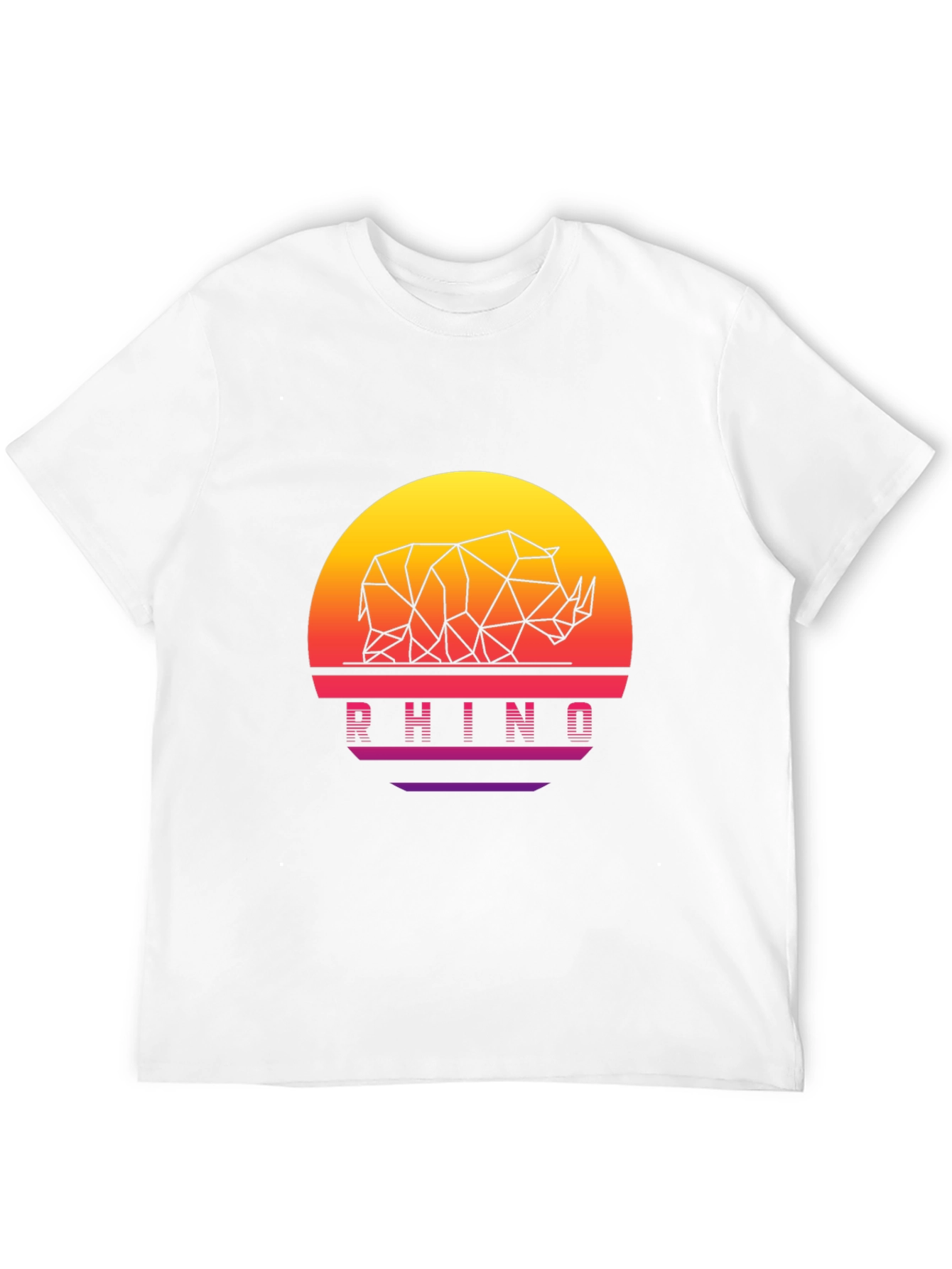 Geometric Rhino Sunset Black T-Shirt