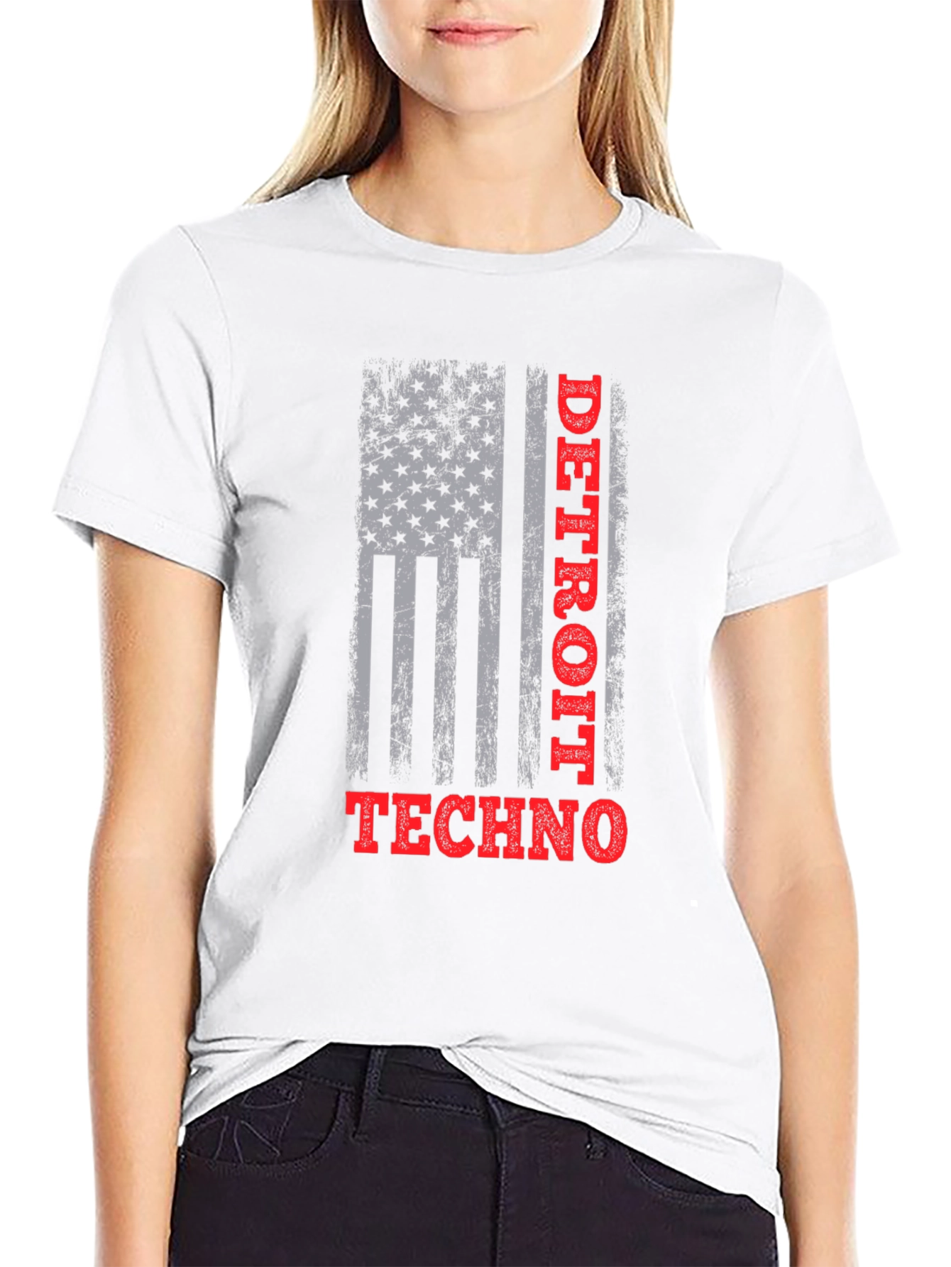 Detroit Techno American Flag Graphic T-Shirt
