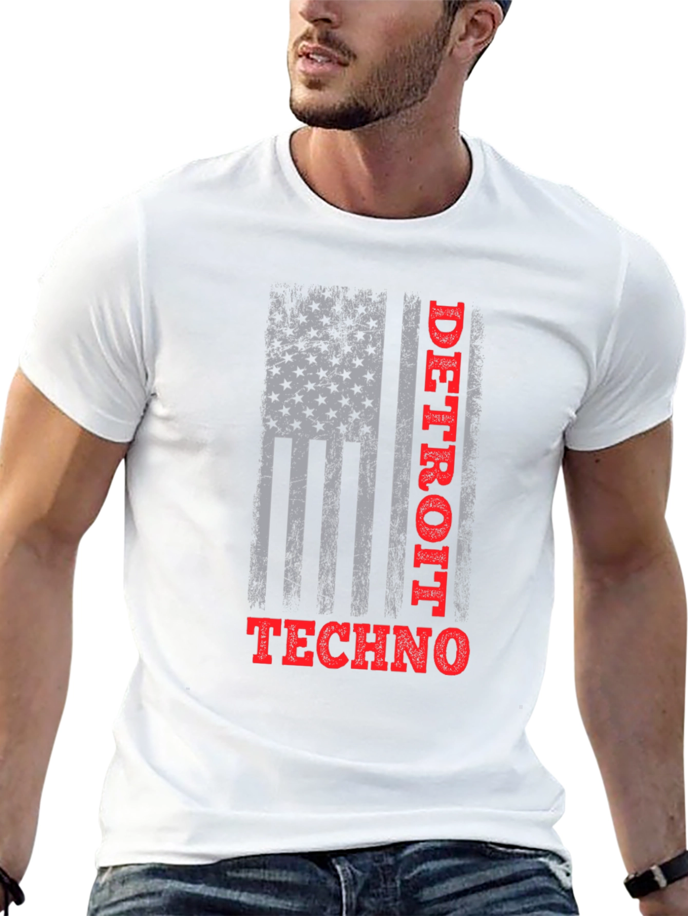 Detroit Techno American Flag Graphic T-Shirt