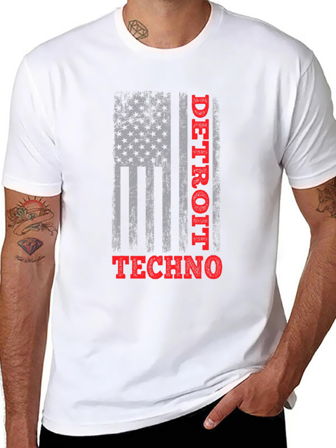Detroit Techno American Flag Graphic T-Shirt