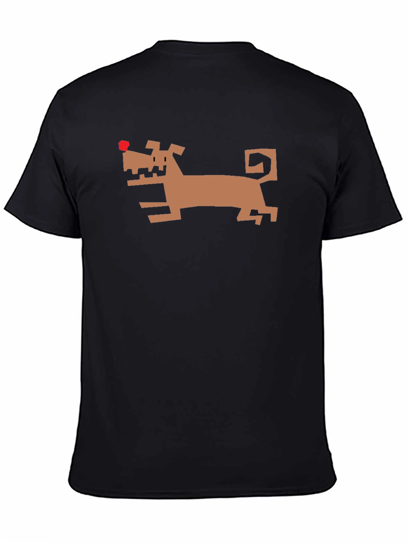 Geometric Dog Graphic Tee - Black Cotton Shirt