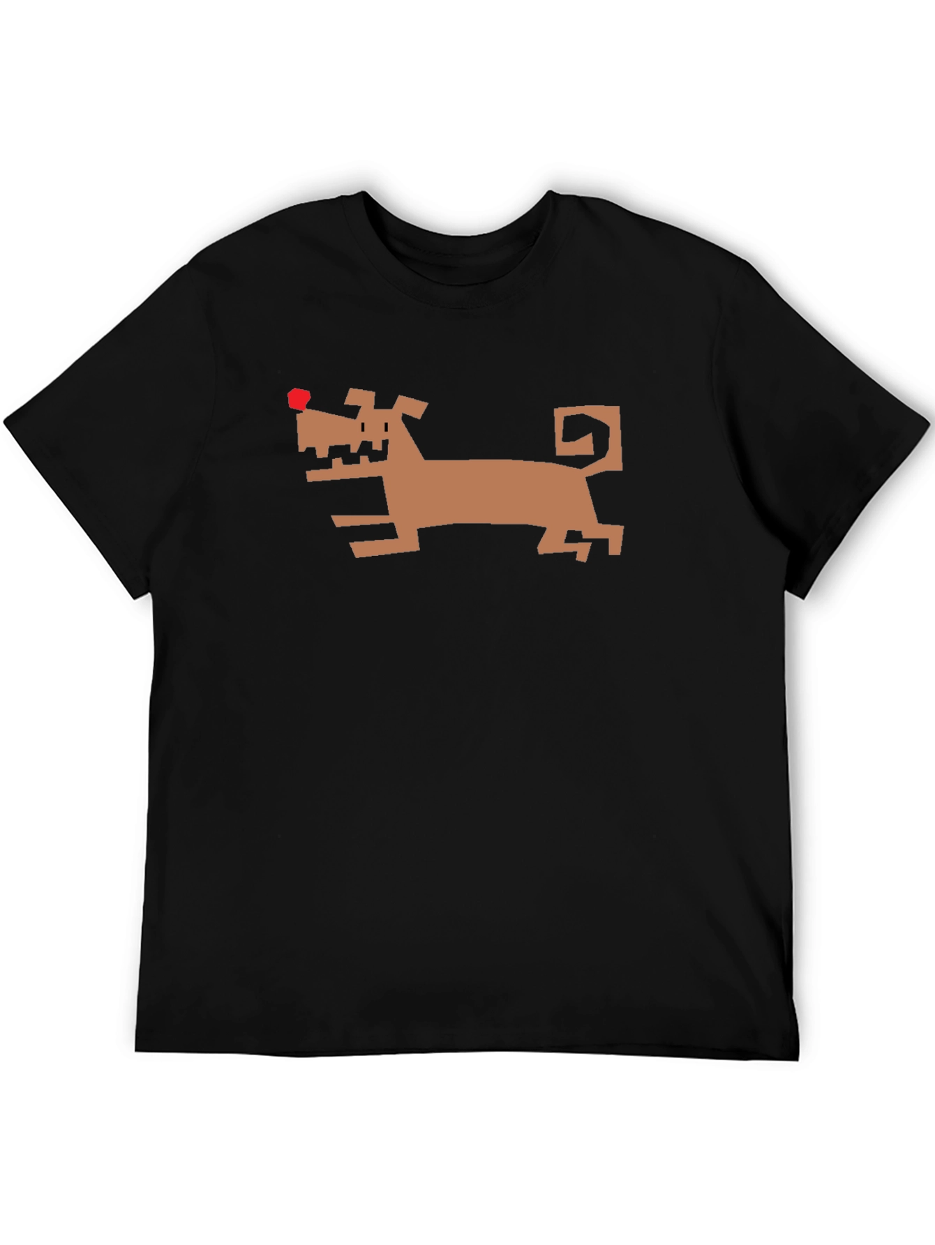 Geometric Dog Graphic Tee - Black Cotton Shirt