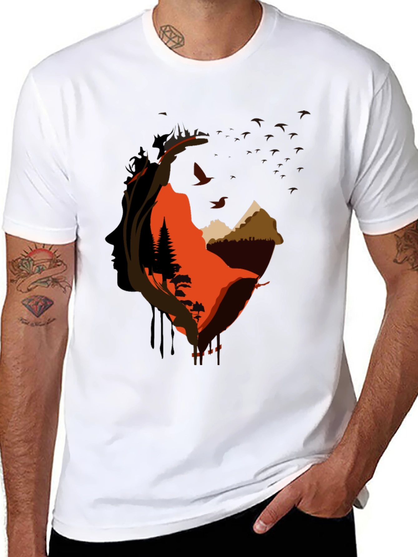 Nature Silhouette Graphic Tee - Black
