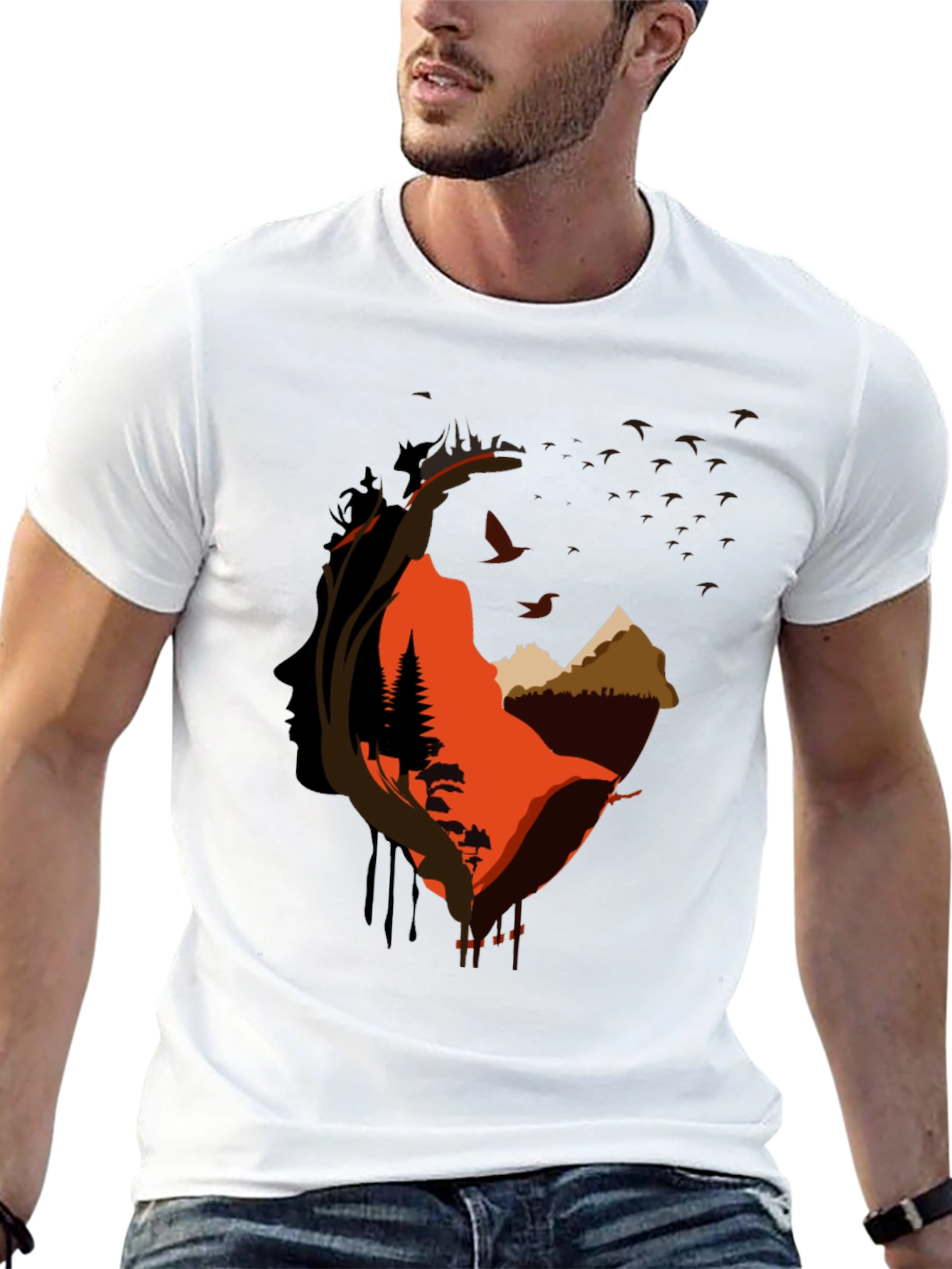 Nature Silhouette Graphic Tee - Black