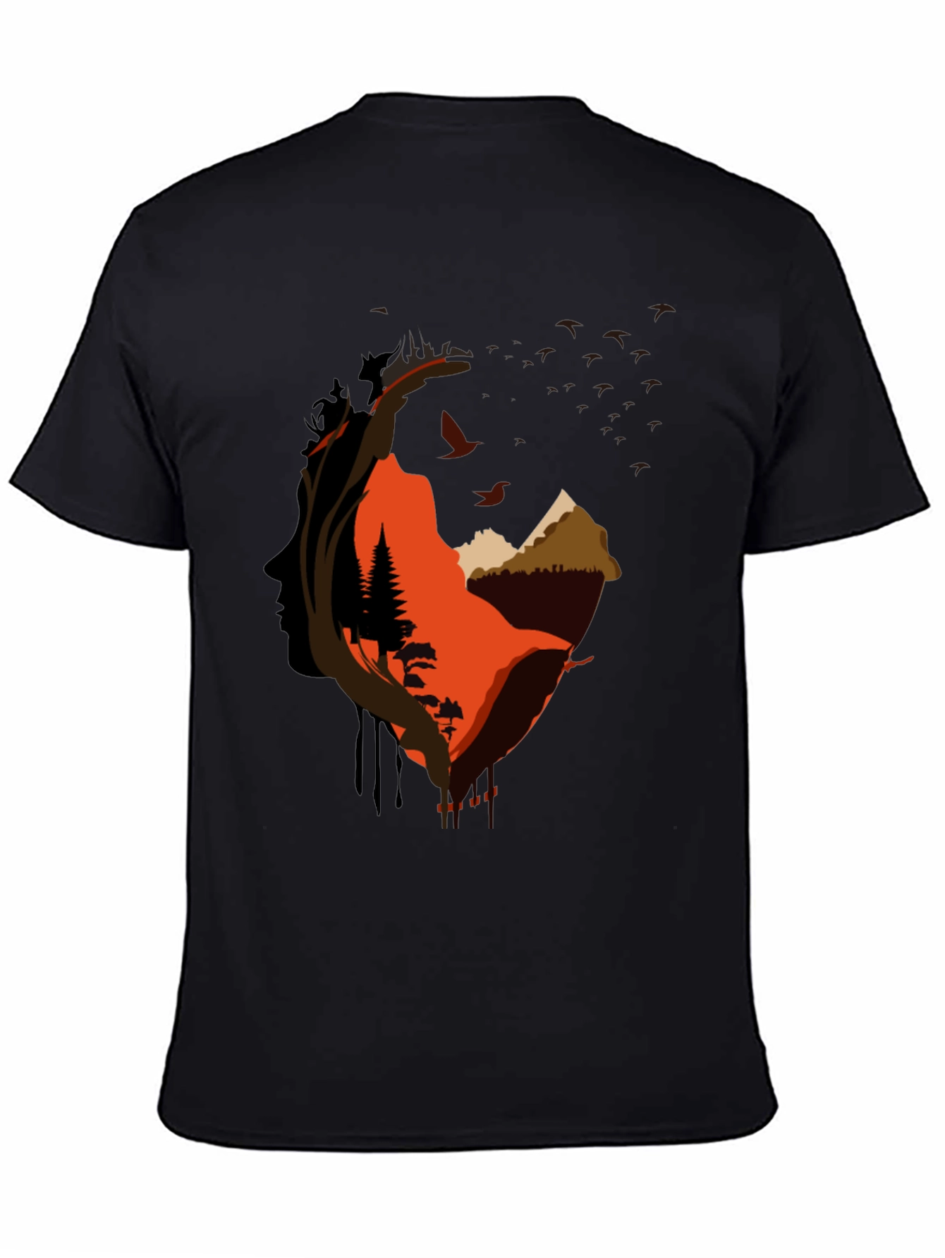 Nature Silhouette Graphic Tee - Black