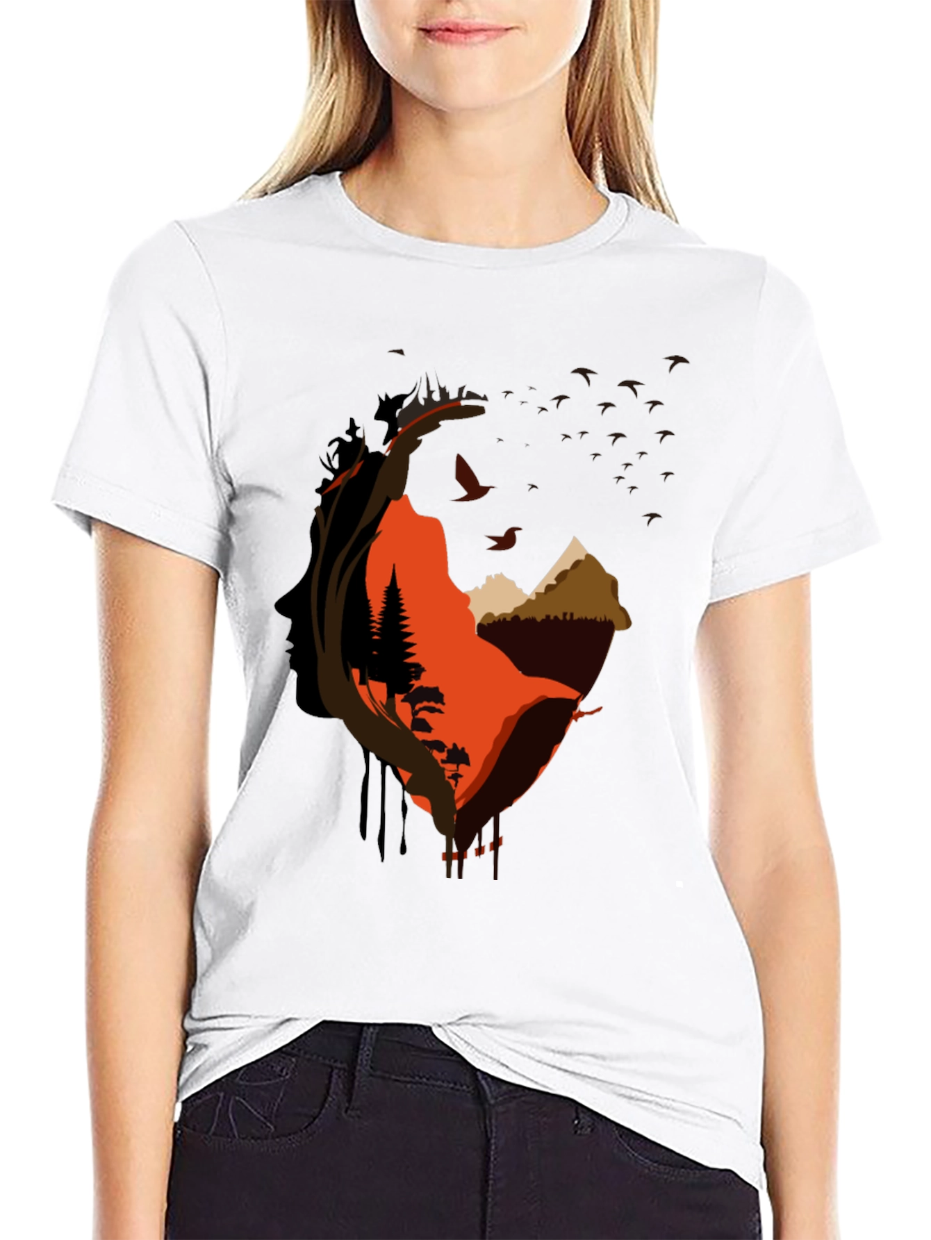 Nature Silhouette Graphic Tee - Black
