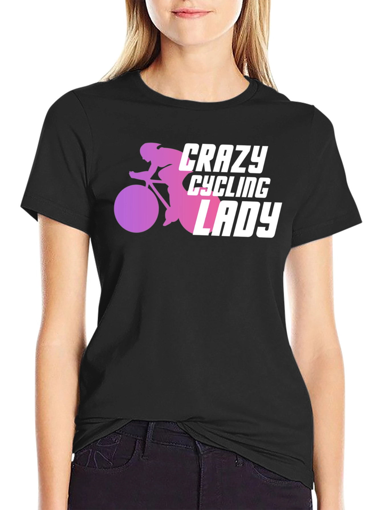 Crazy Cycling Lady T-Shirt - Fun Bike Lover Tee