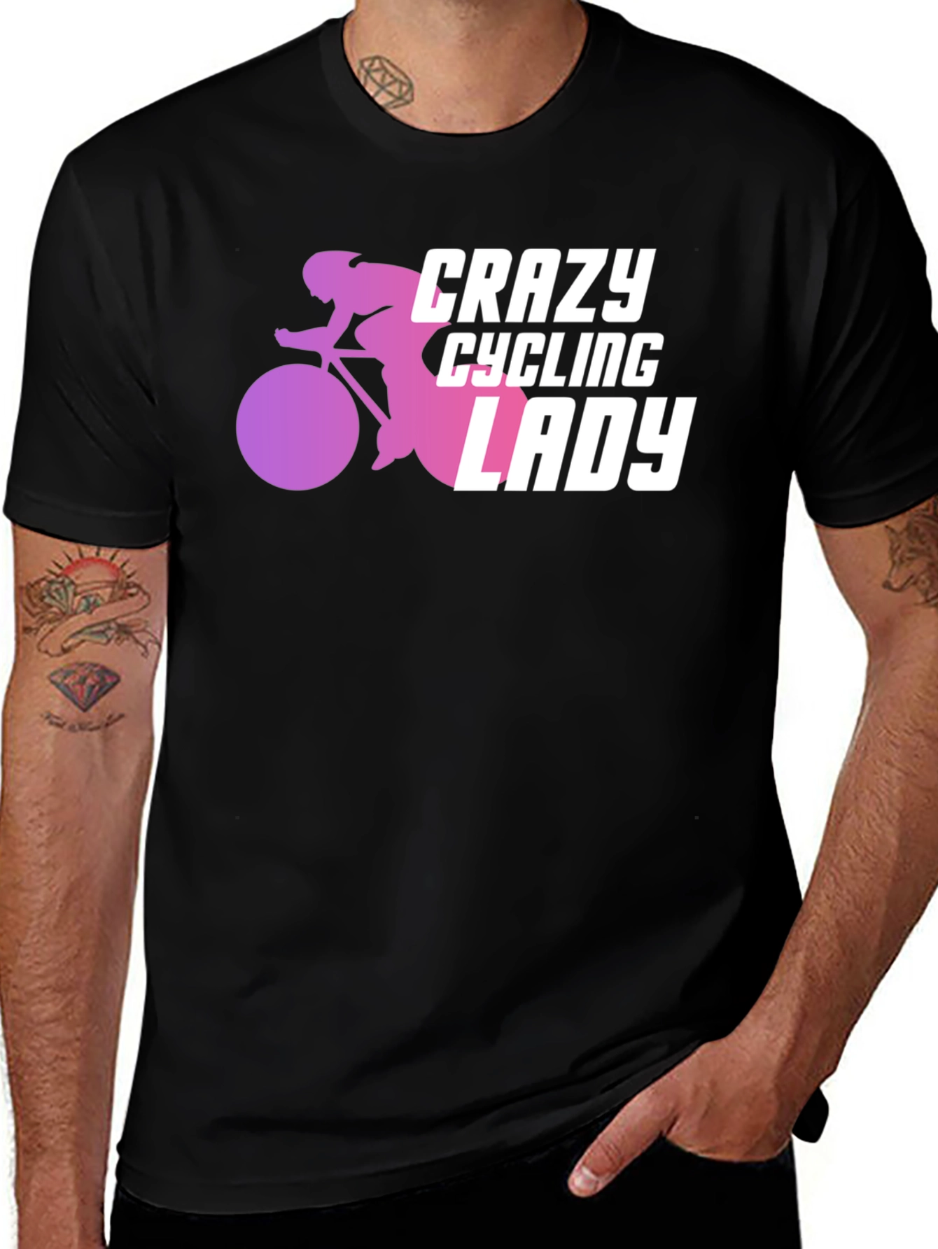 Crazy Cycling Lady T-Shirt - Fun Bike Lover Tee