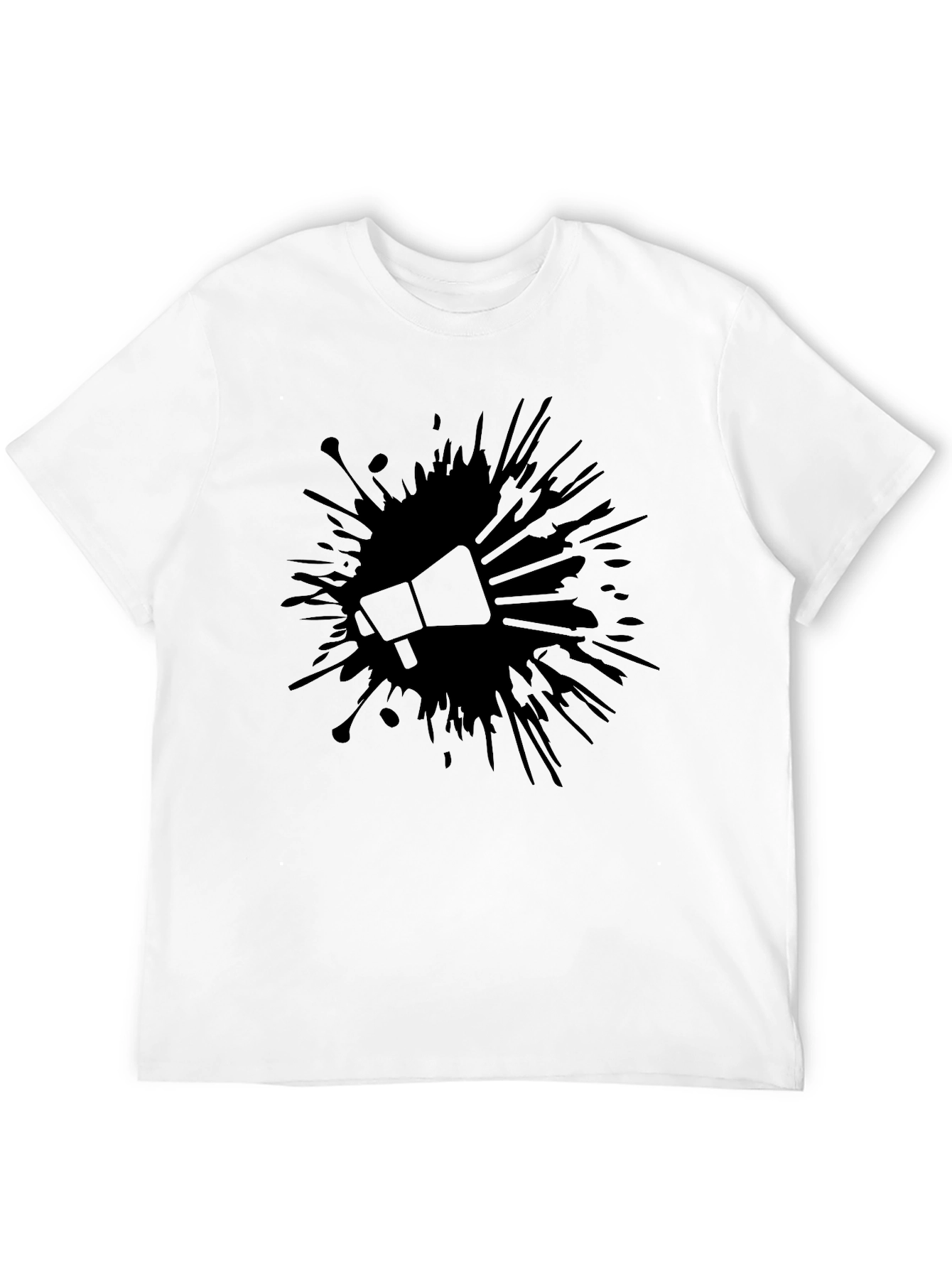 Bold Black Tee: Megaphone Splash Design