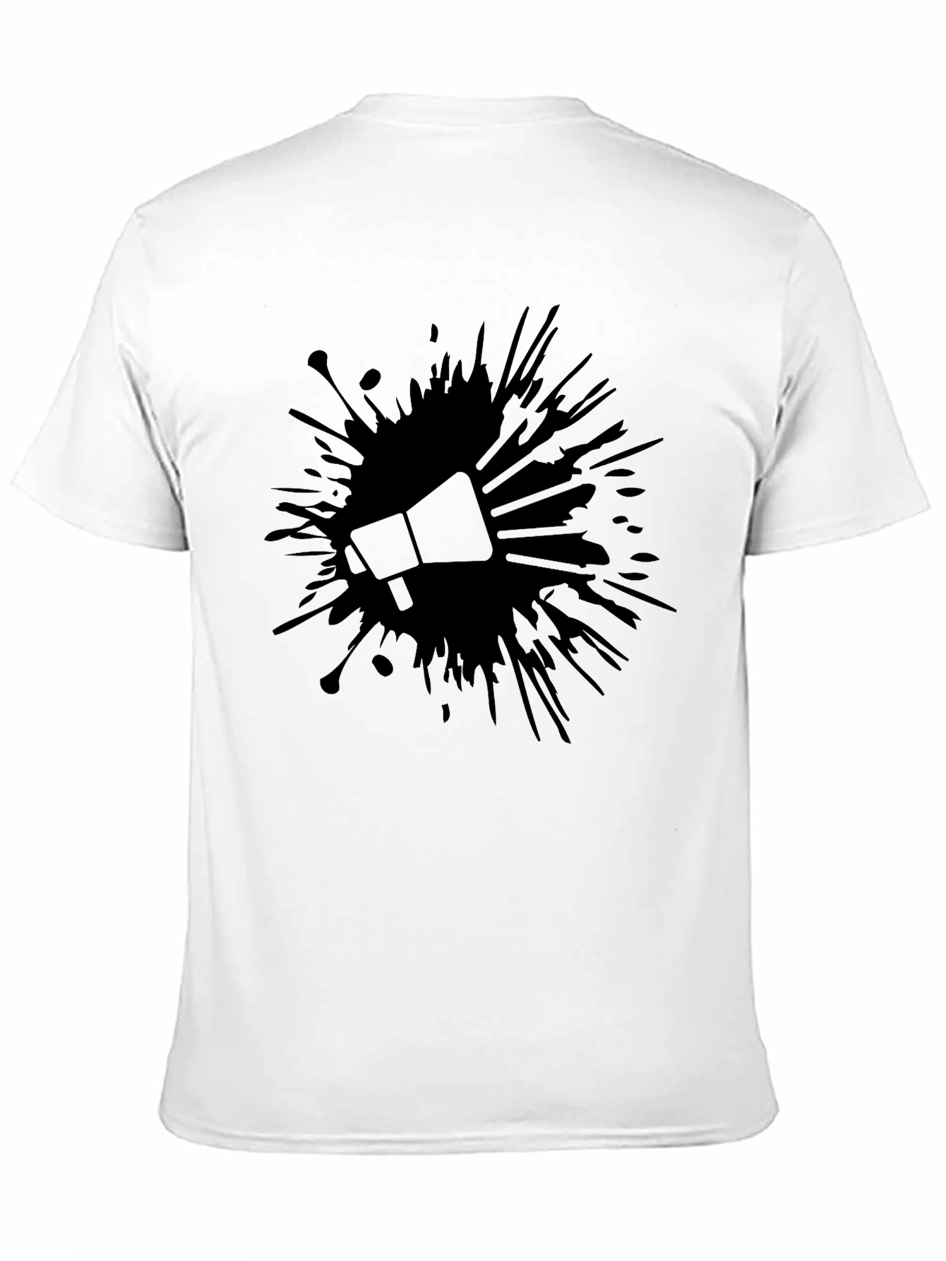 Bold Black Tee: Megaphone Splash Design