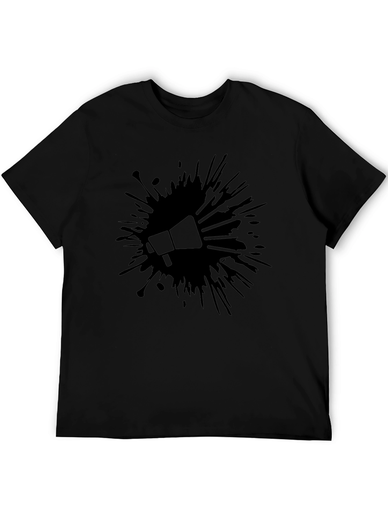 Bold Black Tee: Megaphone Splash Design