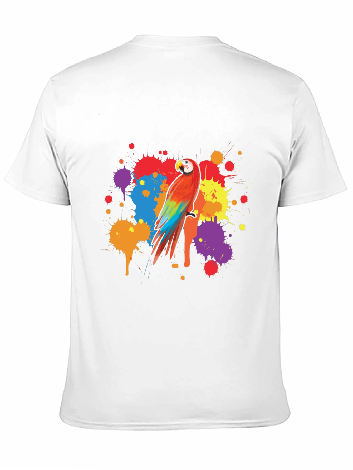 Vibrant Parrot Graphic Tee - Stylish Mens Black T-Shirt