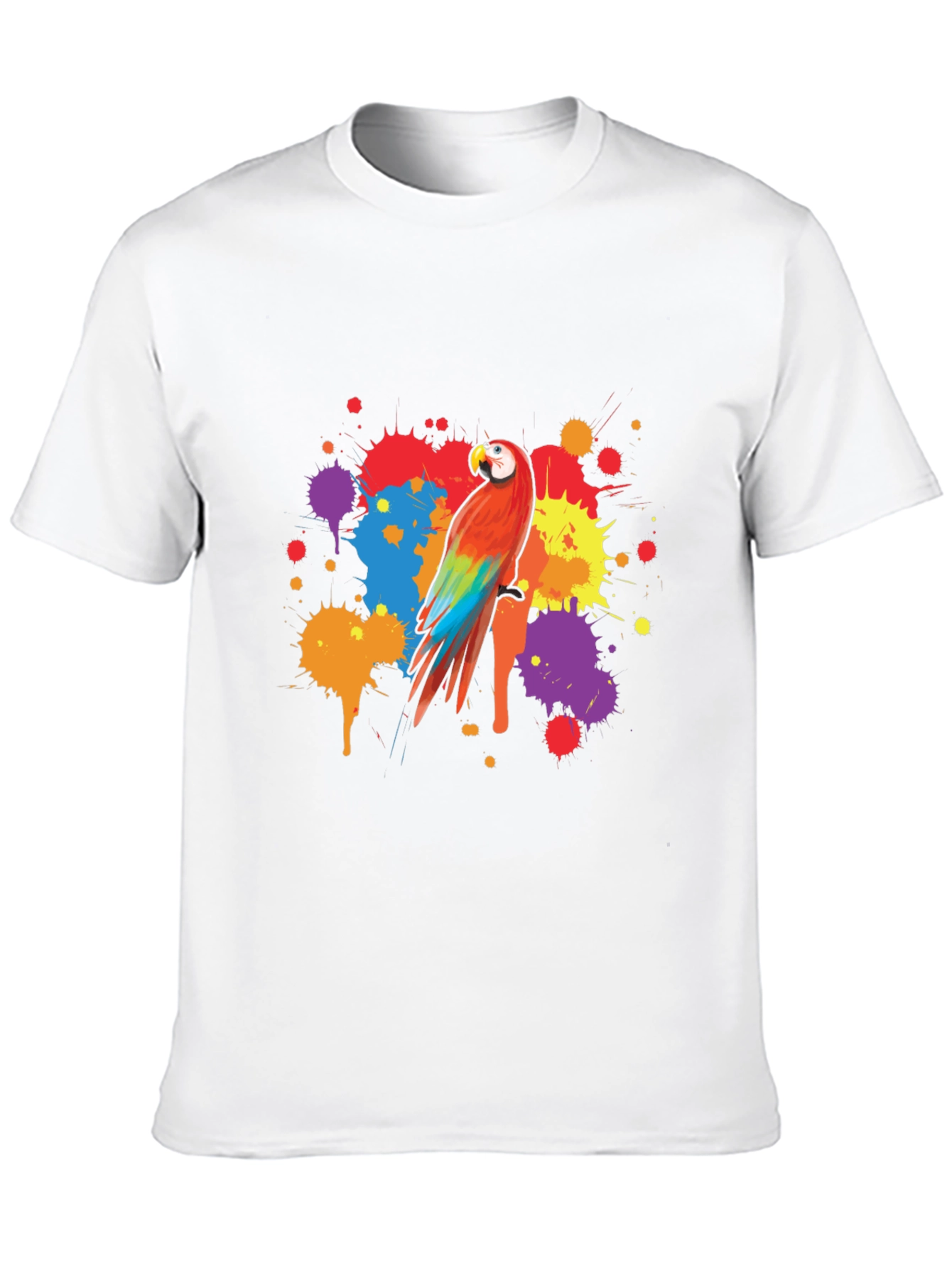 Vibrant Parrot Graphic Tee - Stylish Mens Black T-Shirt