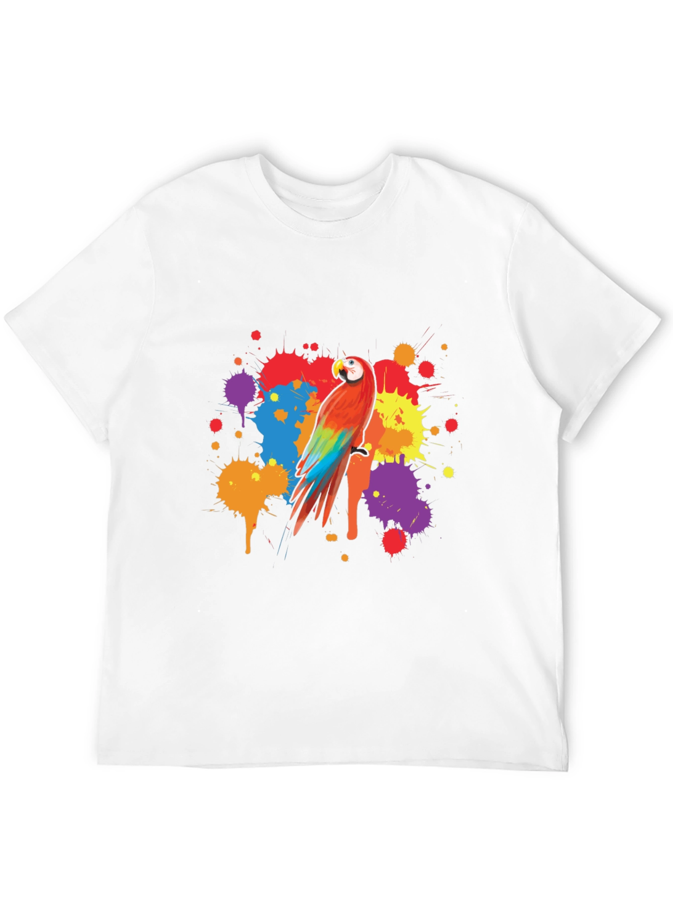 Vibrant Parrot Graphic Tee - Stylish Mens Black T-Shirt
