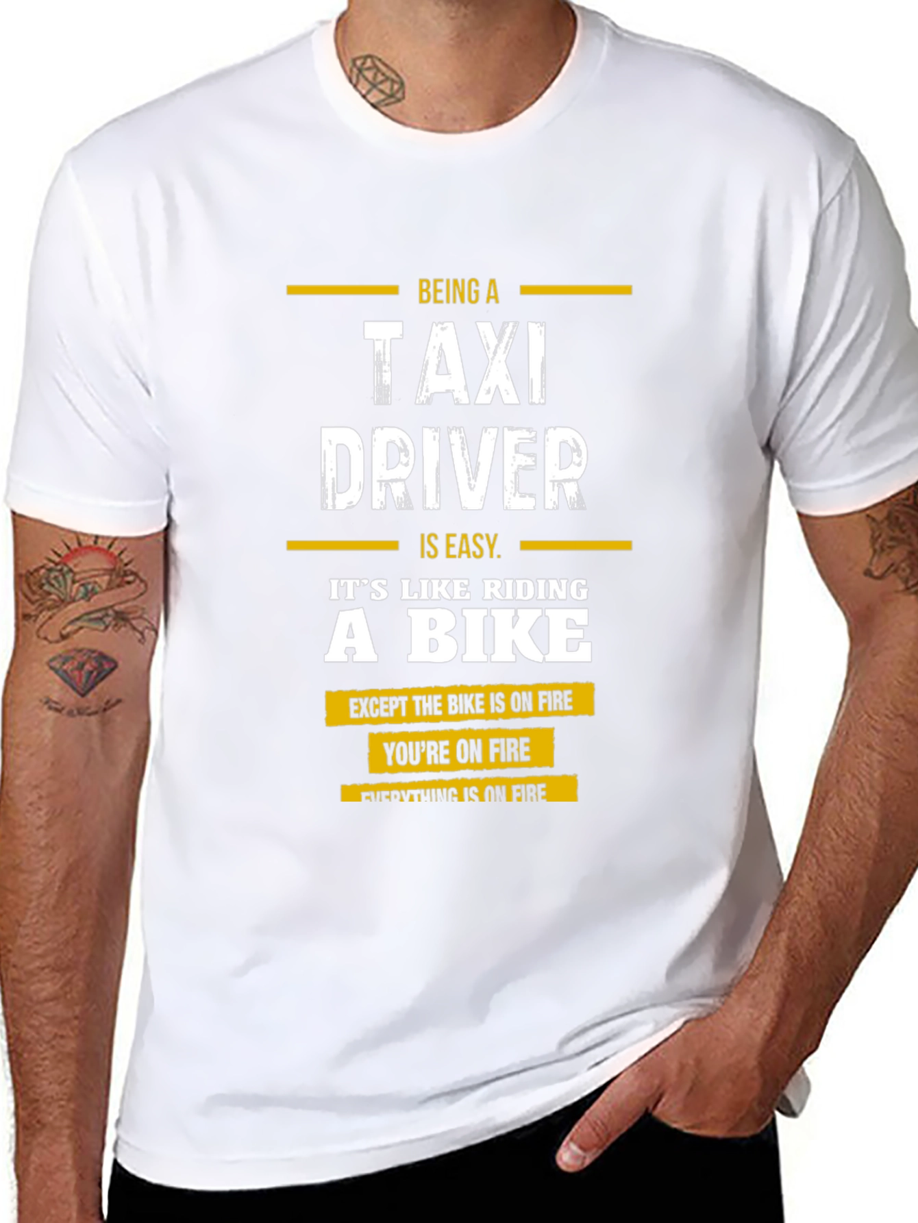 Taxi Driver Humor T-Shirt - On Fire Joke