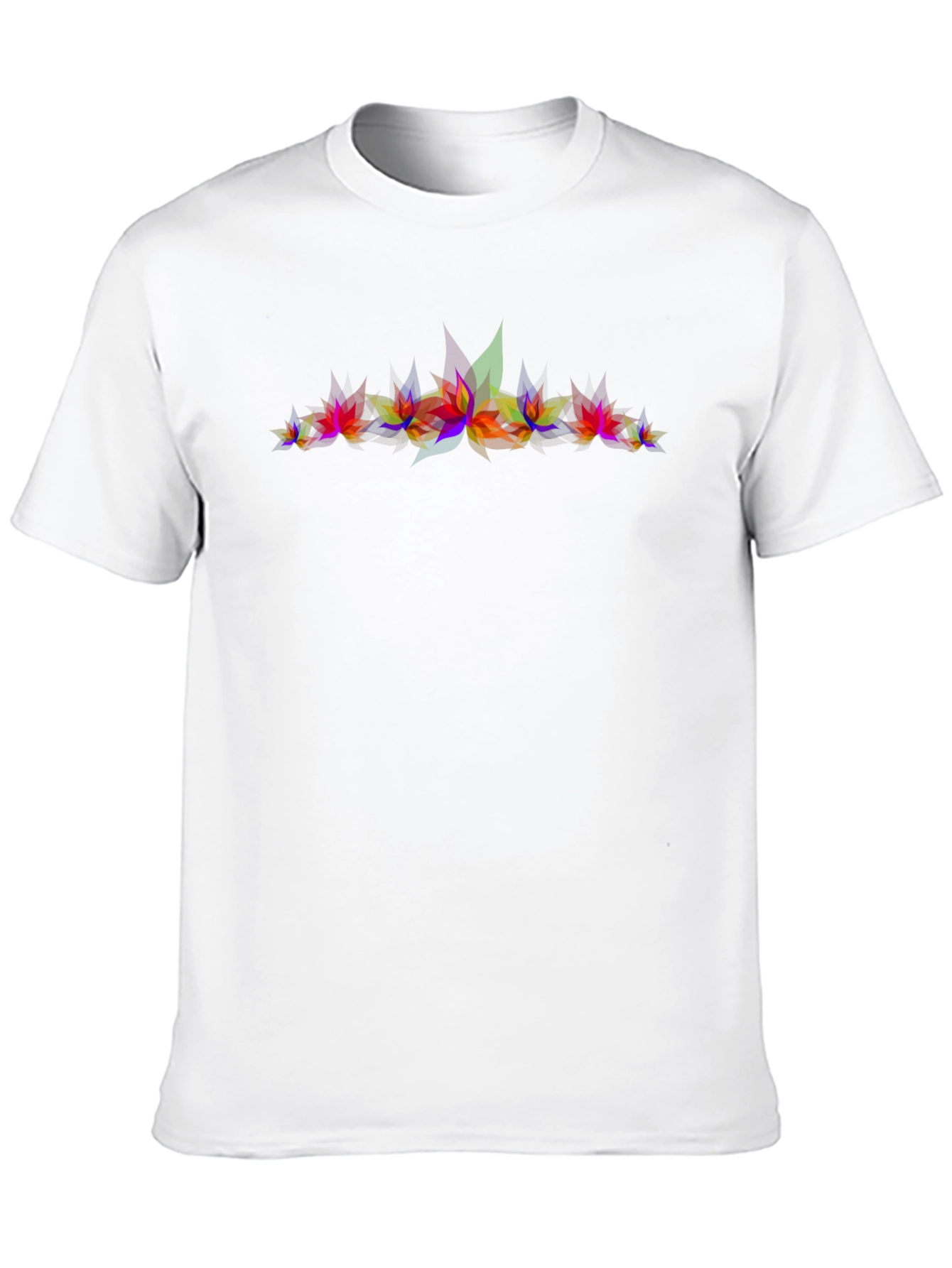 Abstract Geometric Leaves Graphic Print Black T-Shirt