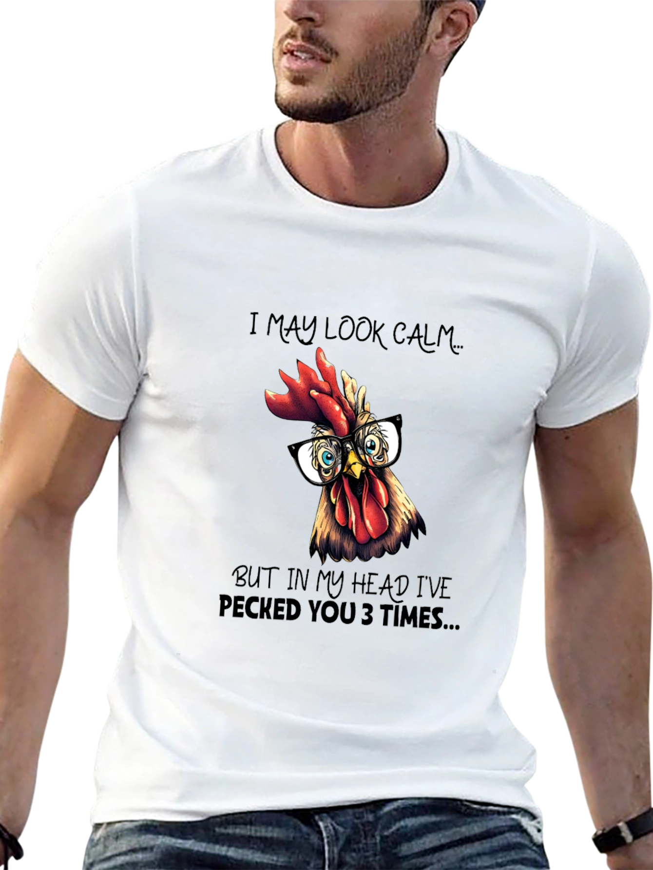 Funny Chicken T-Shirt - I May Look Calm
