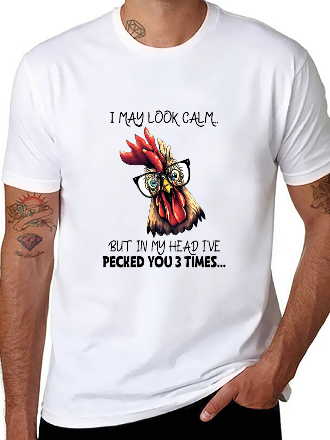 Funny Chicken T-Shirt - I May Look Calm
