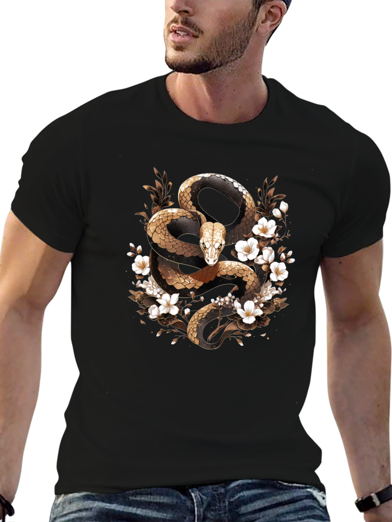 Snake & Flowers Graphic Tee