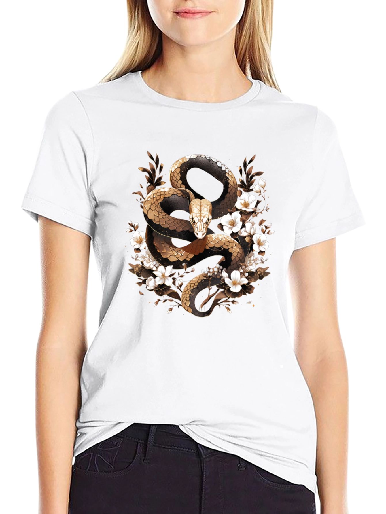 Snake & Flowers Graphic Tee
