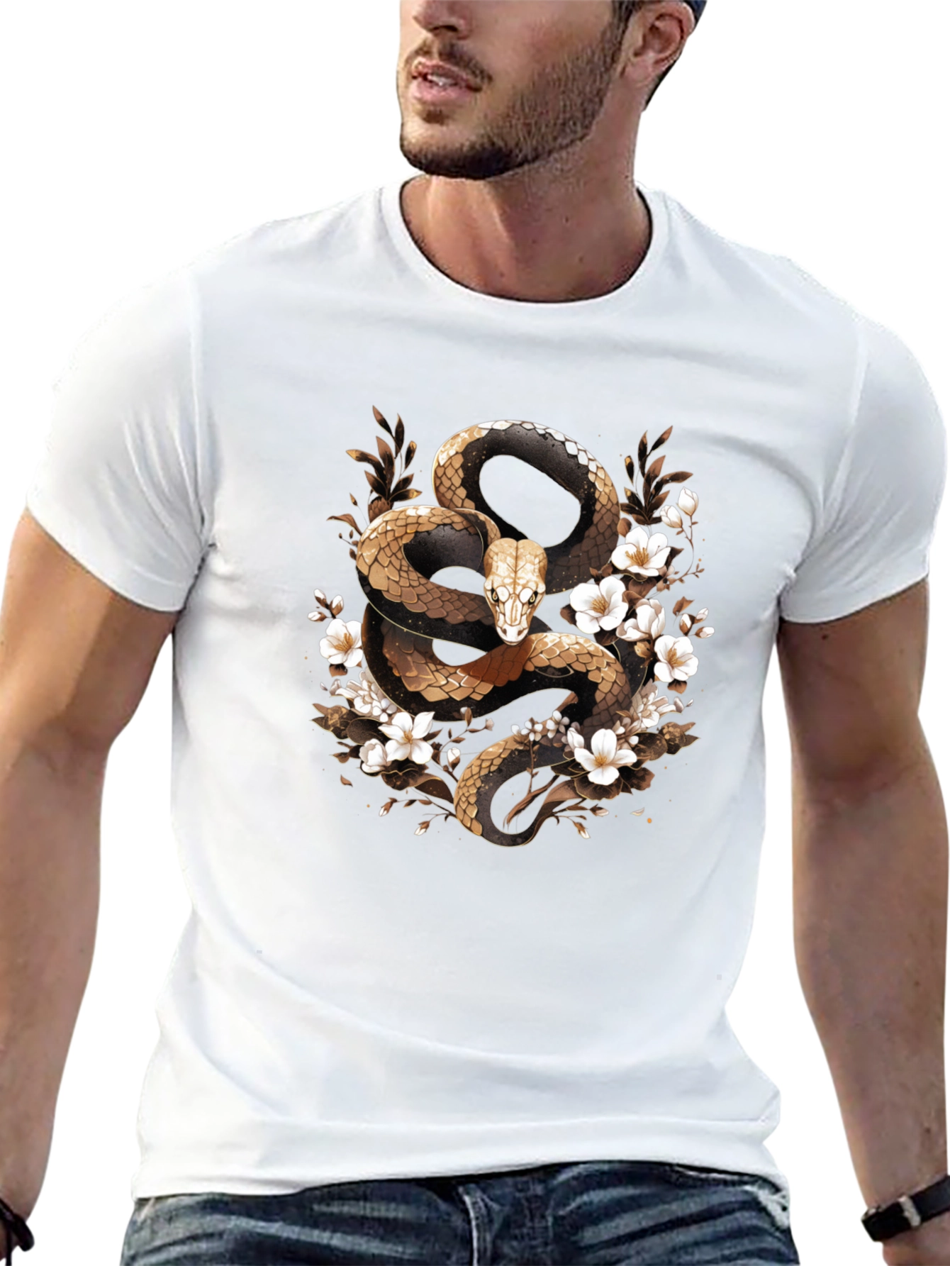 Snake & Flowers Graphic Tee