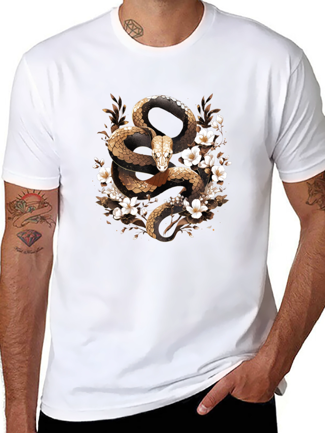 Snake & Flowers Graphic Tee