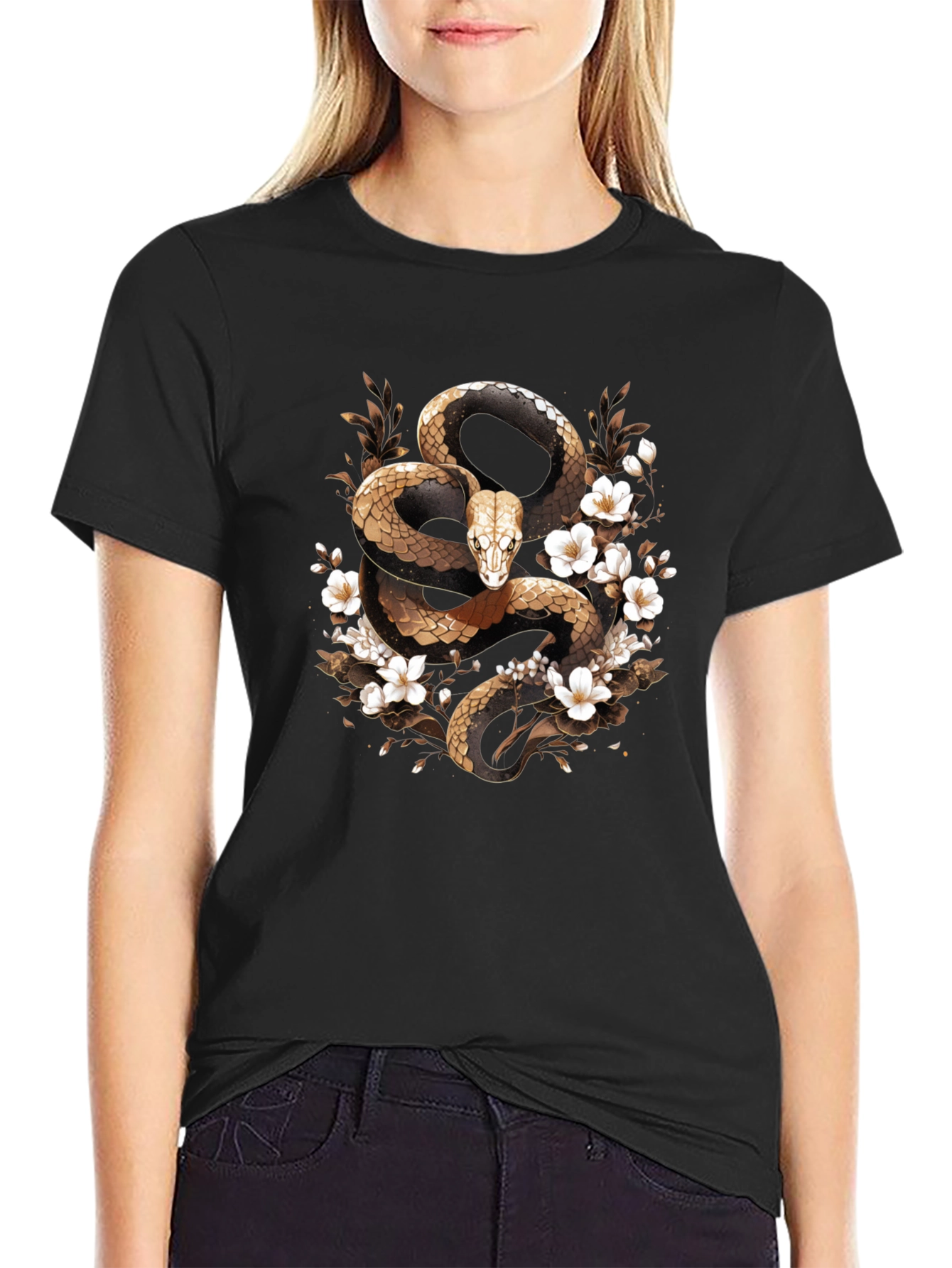 Snake & Flowers Graphic Tee