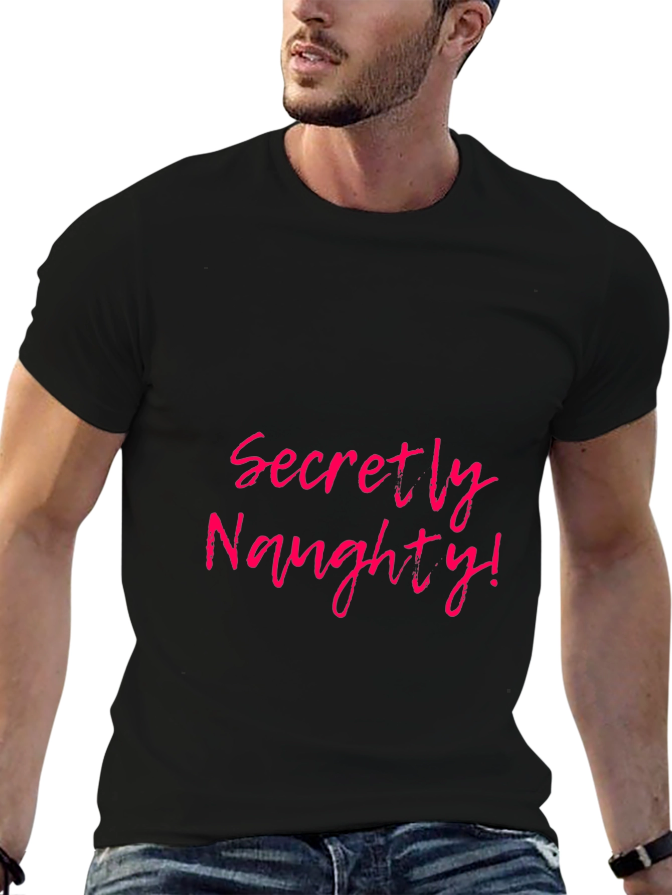 Secretly Naughty Black T-Shirt Novelty Fun Tee