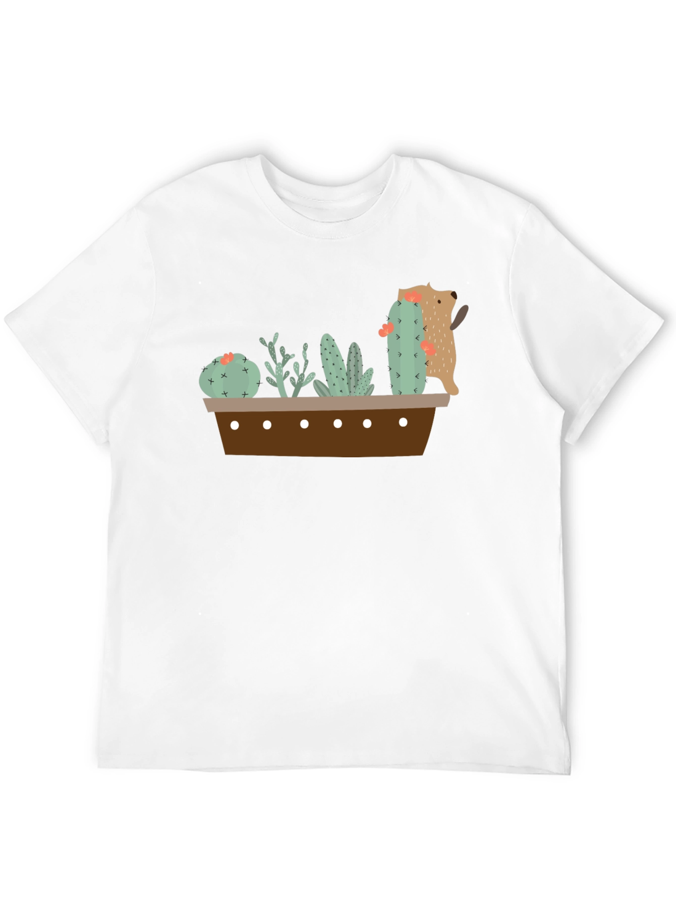 Cactus Garden Graphic Tee - Black Cotton T-Shirt
