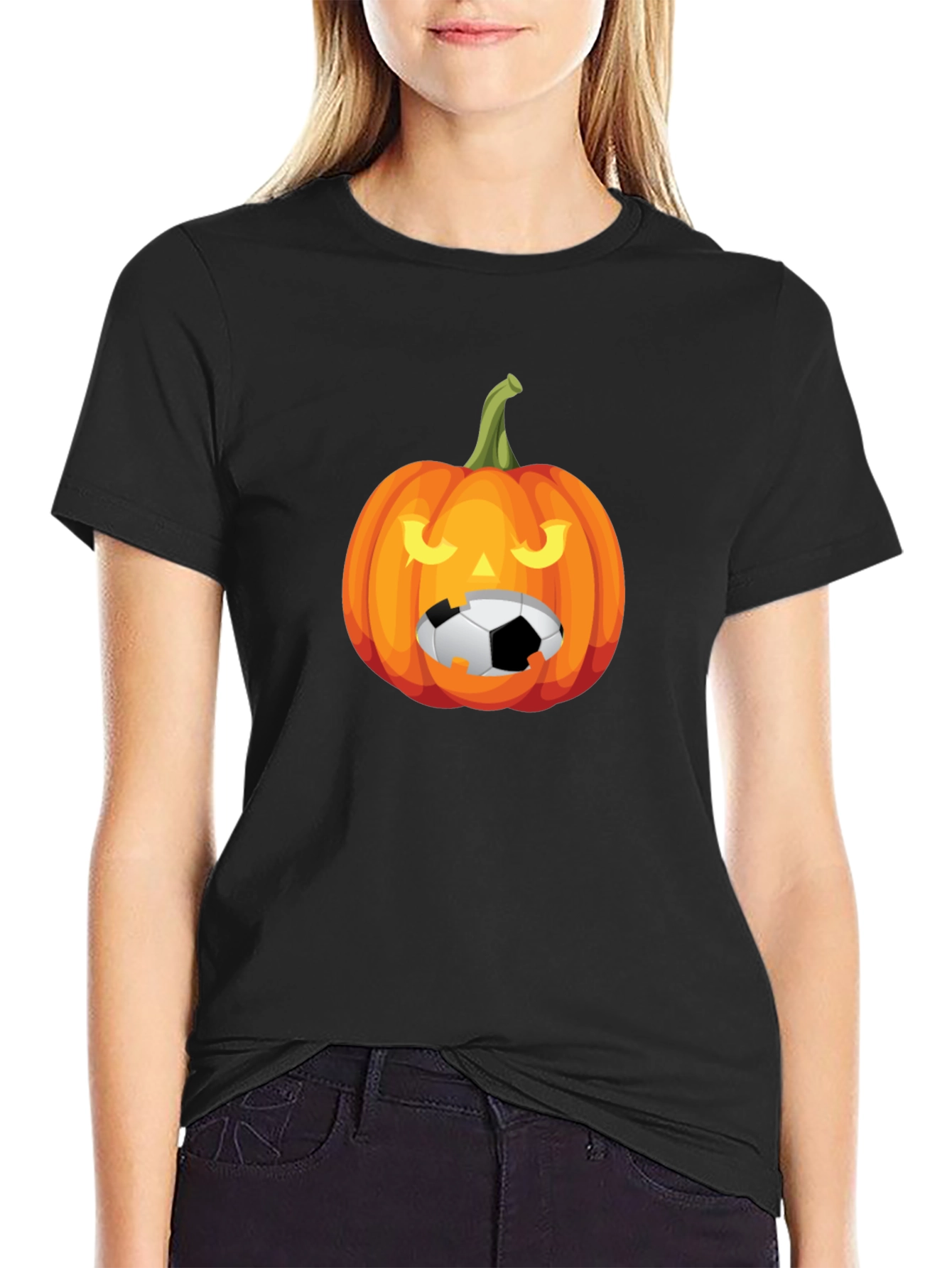 Halloween Soccer Pumpkin Graphic Tee