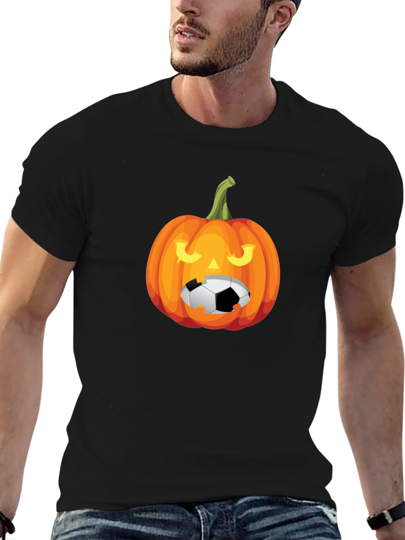 Halloween Soccer Pumpkin Graphic Tee
