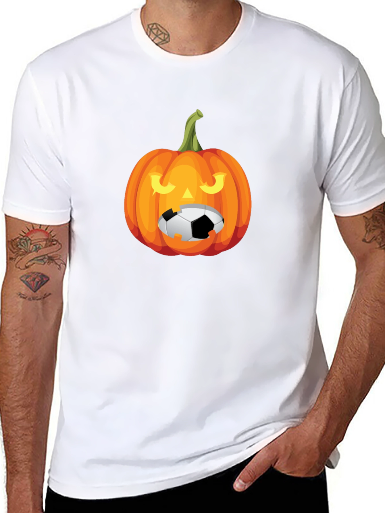 Halloween Soccer Pumpkin Graphic Tee