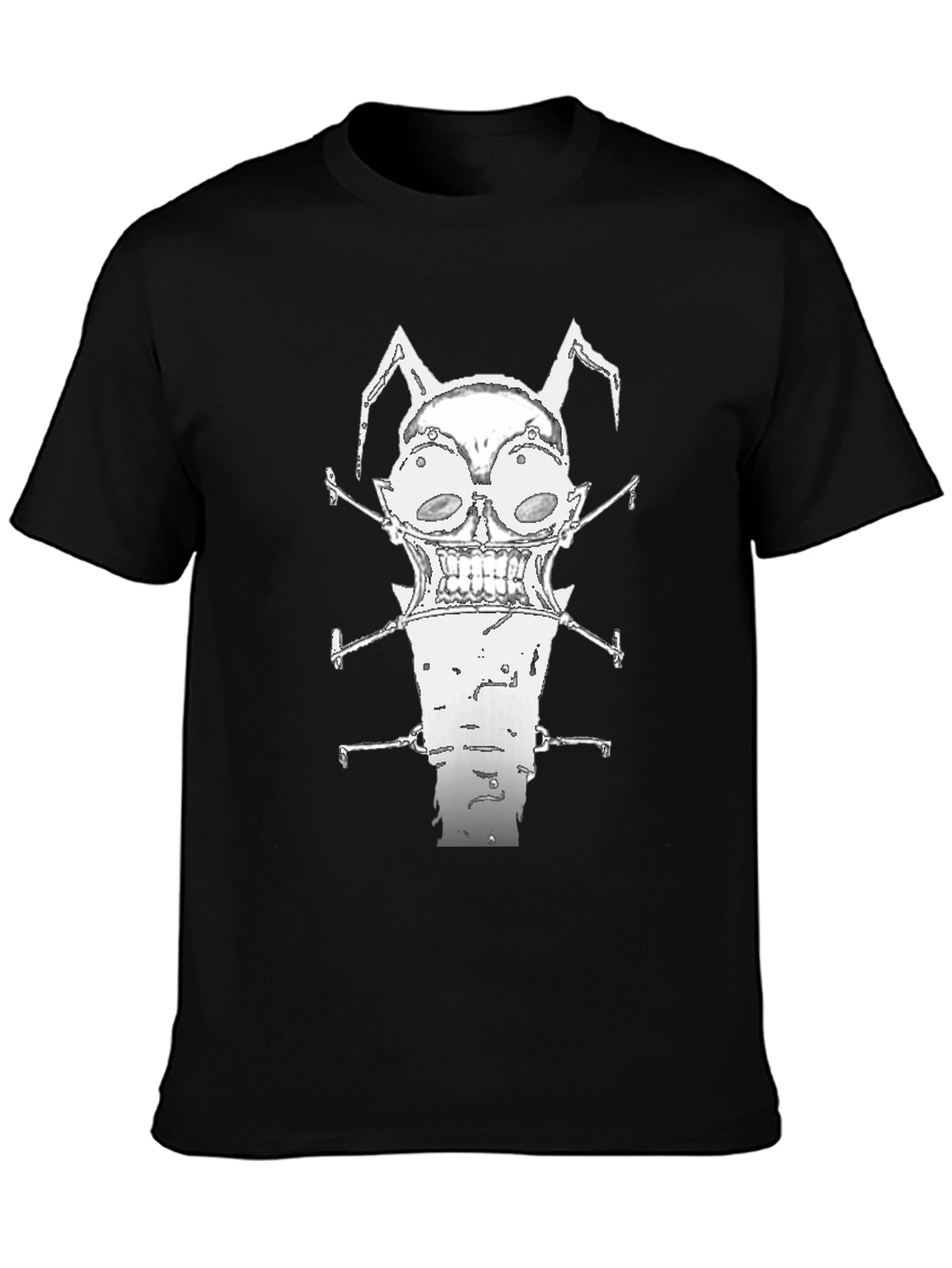 Unique Graphic Print Black Crew Neck T-Shirt