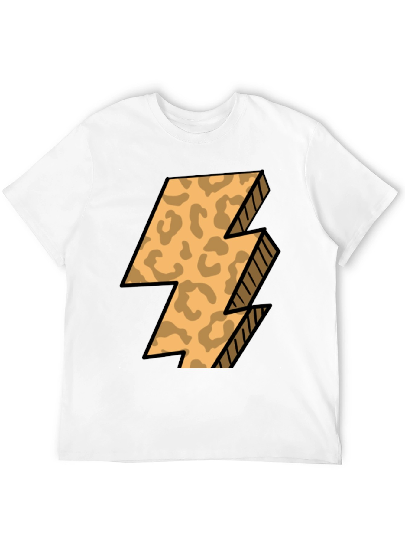 Leopard Print Lightning Bolt T-Shirt - Black