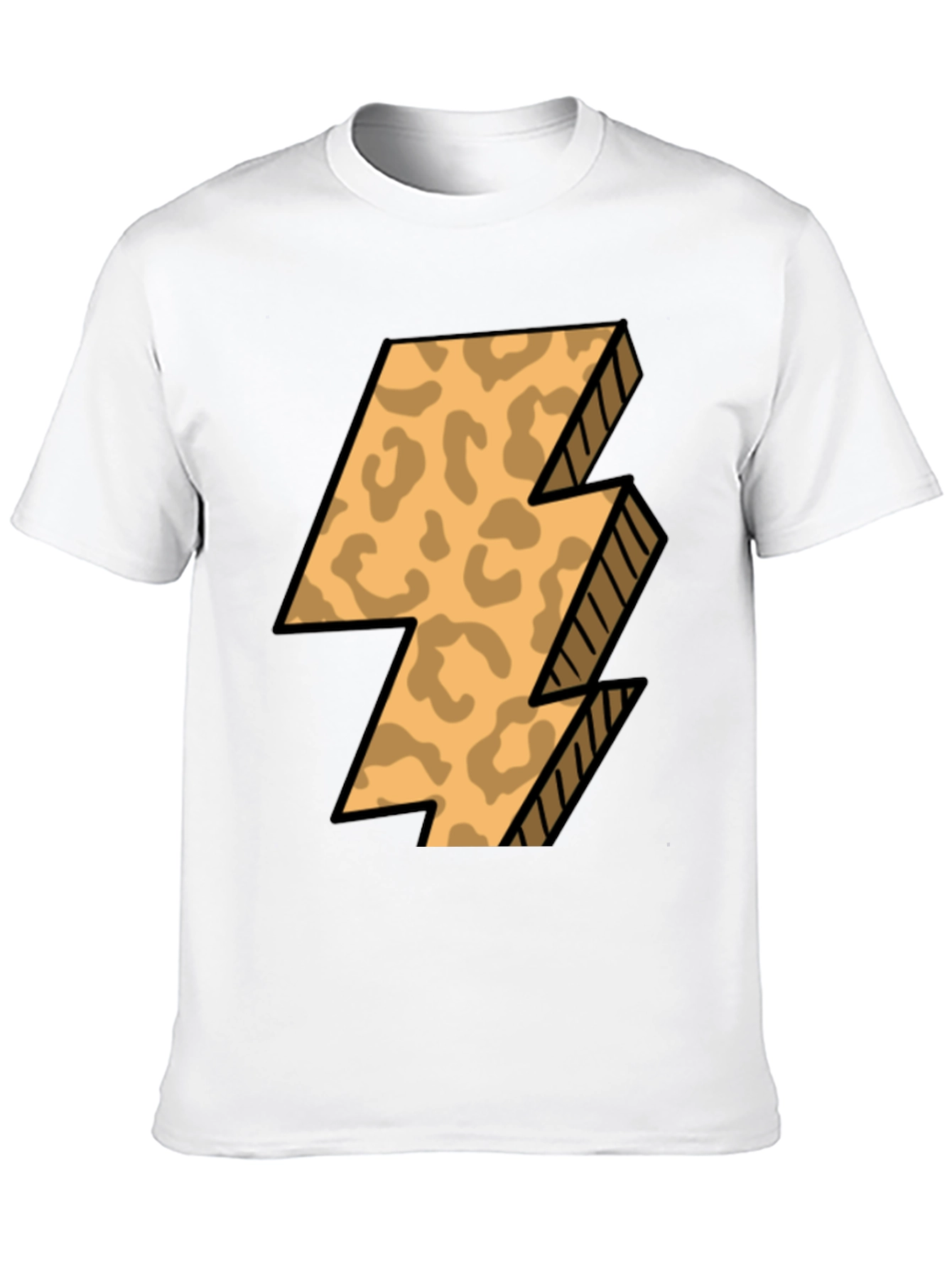 Leopard Print Lightning Bolt T-Shirt - Black