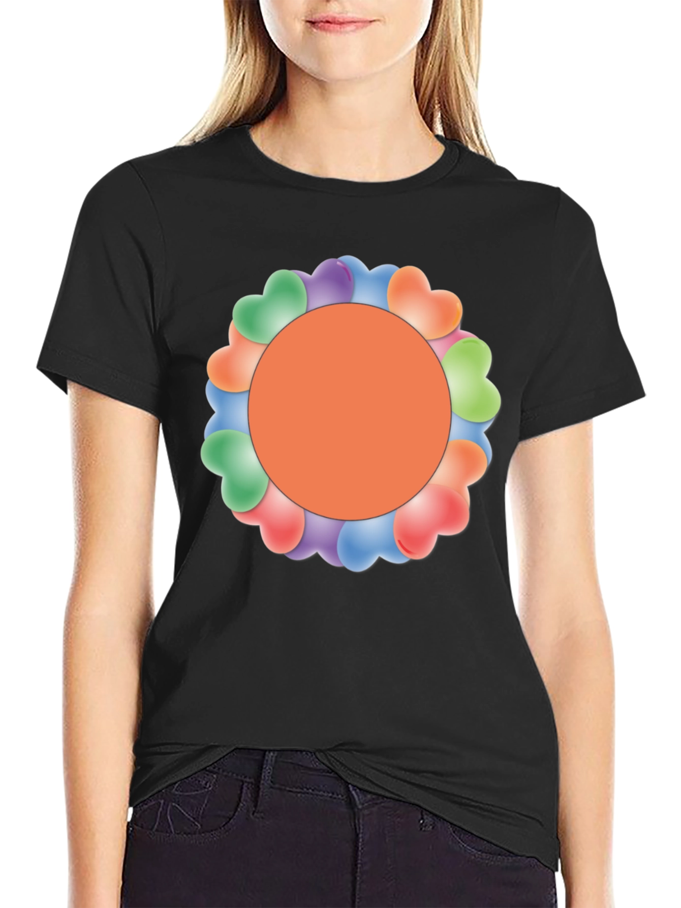 Heart Balloon Circle Graphic Tee - Trendy Style