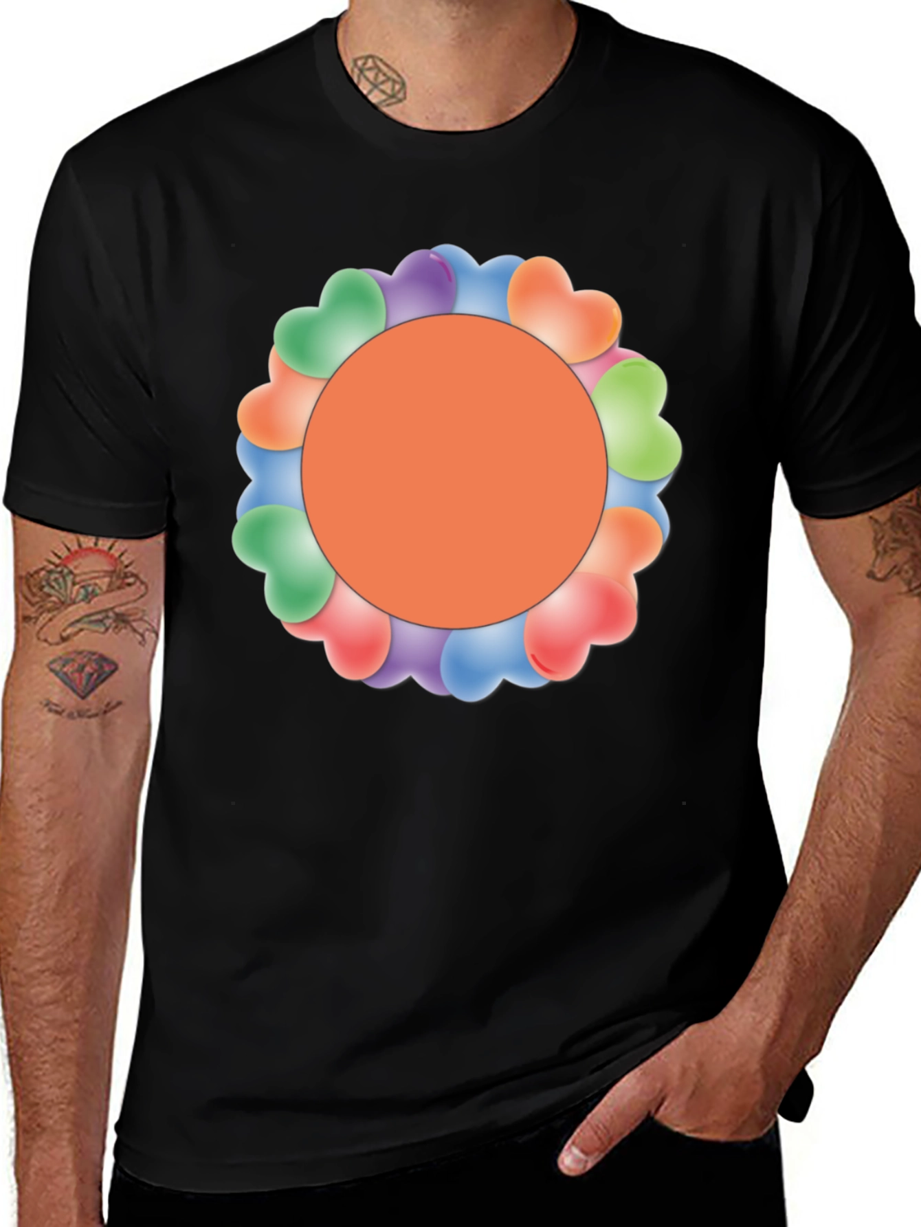 Heart Balloon Circle Graphic Tee - Trendy Style