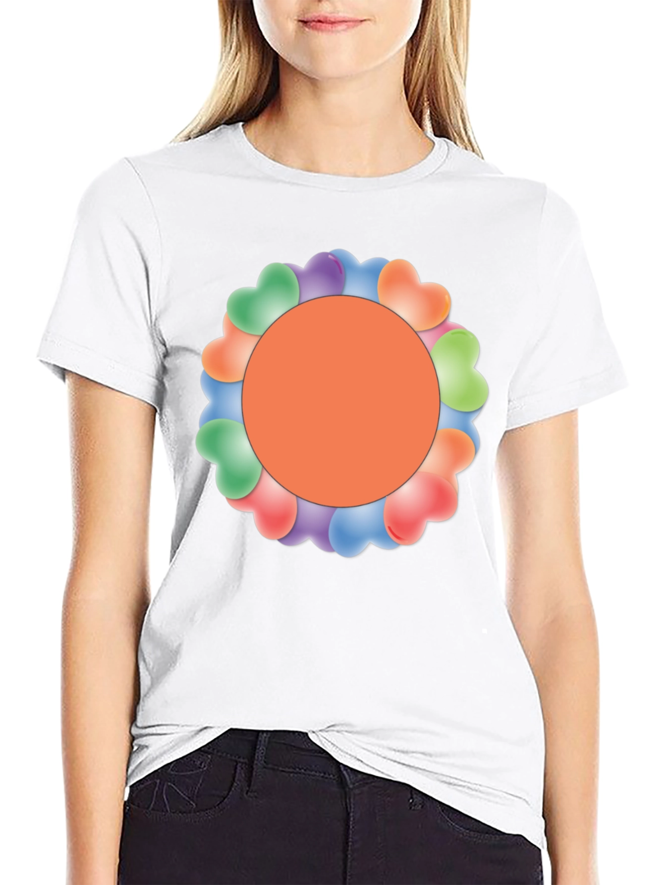 Heart Balloon Circle Graphic Tee - Trendy Style